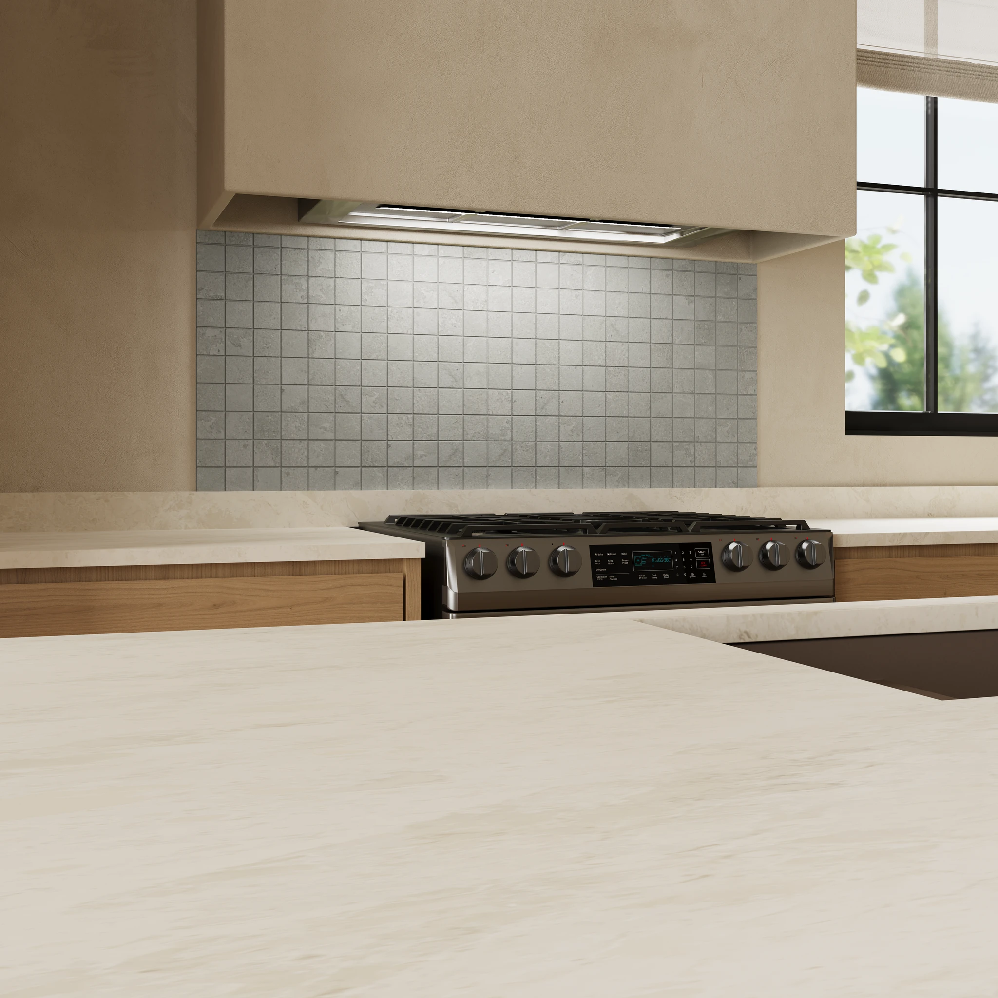 Ecostone Fossil Cross Cut Matte (2x2) Mosaic Porcelain Tile Flooring visualization by MILE®stone