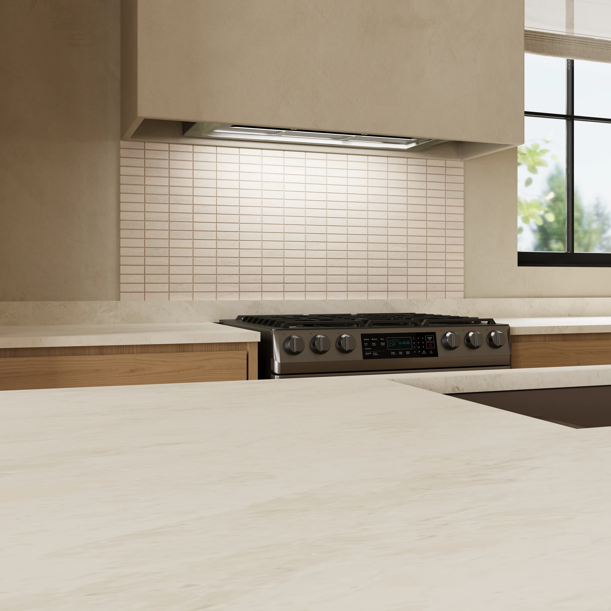 Ecostone Jute Vein Cut Matte (1x3) Mosaic Porcelain Tile Flooring visualization by MILE®stone