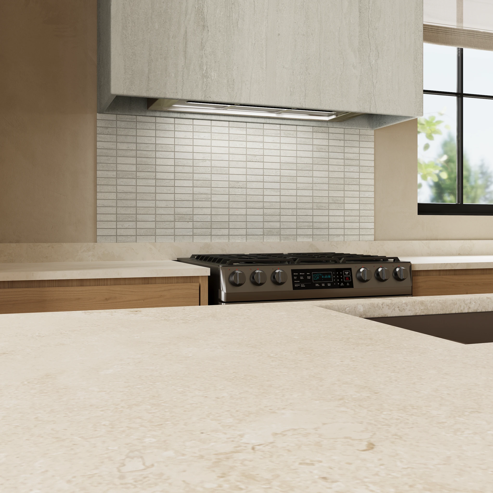 Ecostone Mist Vein Cut Matte (1x3) Mosaic Porcelain Tile Flooring visualization by MILE®stone