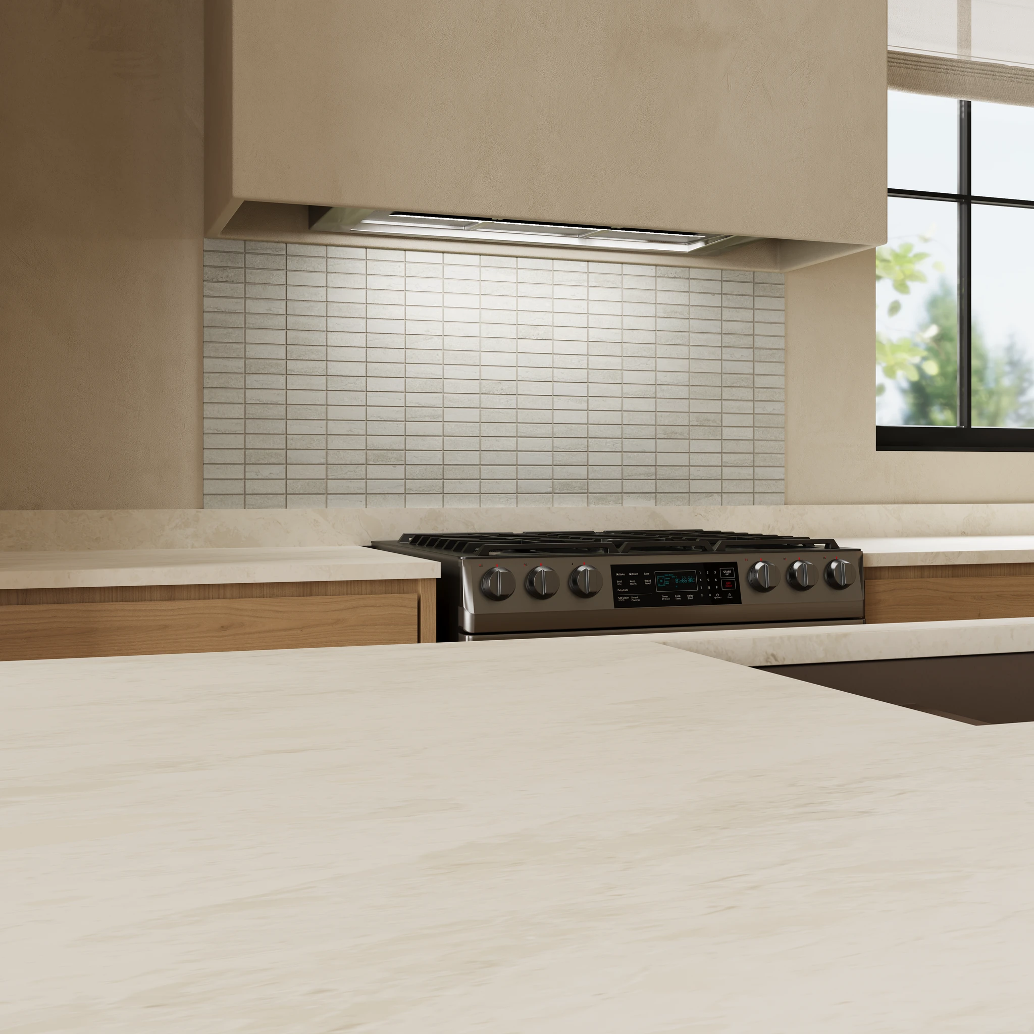 Ecostone Mist Vein Cut Matte (1x3) Mosaic Porcelain Tile Flooring visualization by MILE®stone