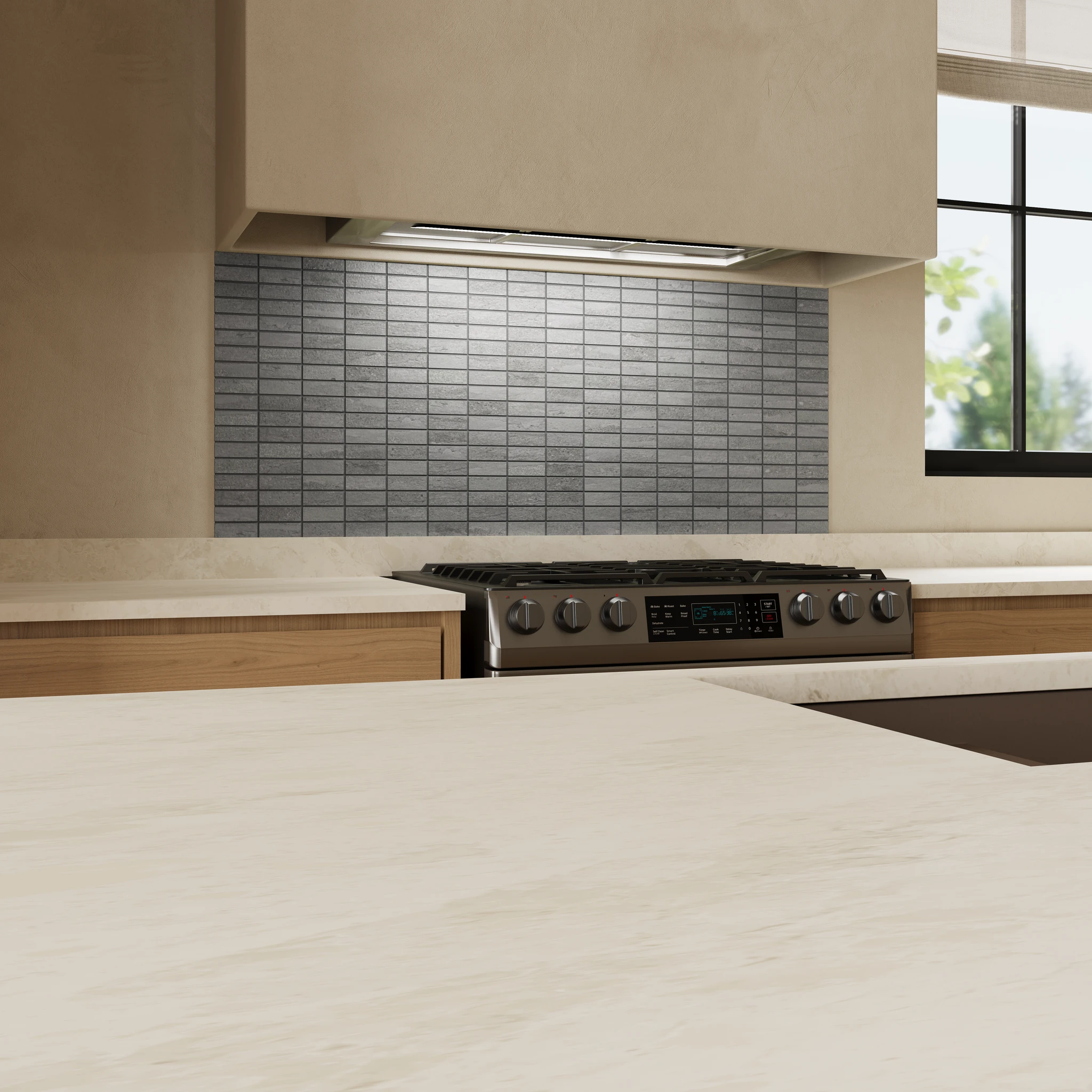 Ecostone PuMice Vein Cut Matte (1x3) Mosaic Porcelain Tile Flooring visualization by MILE®stone