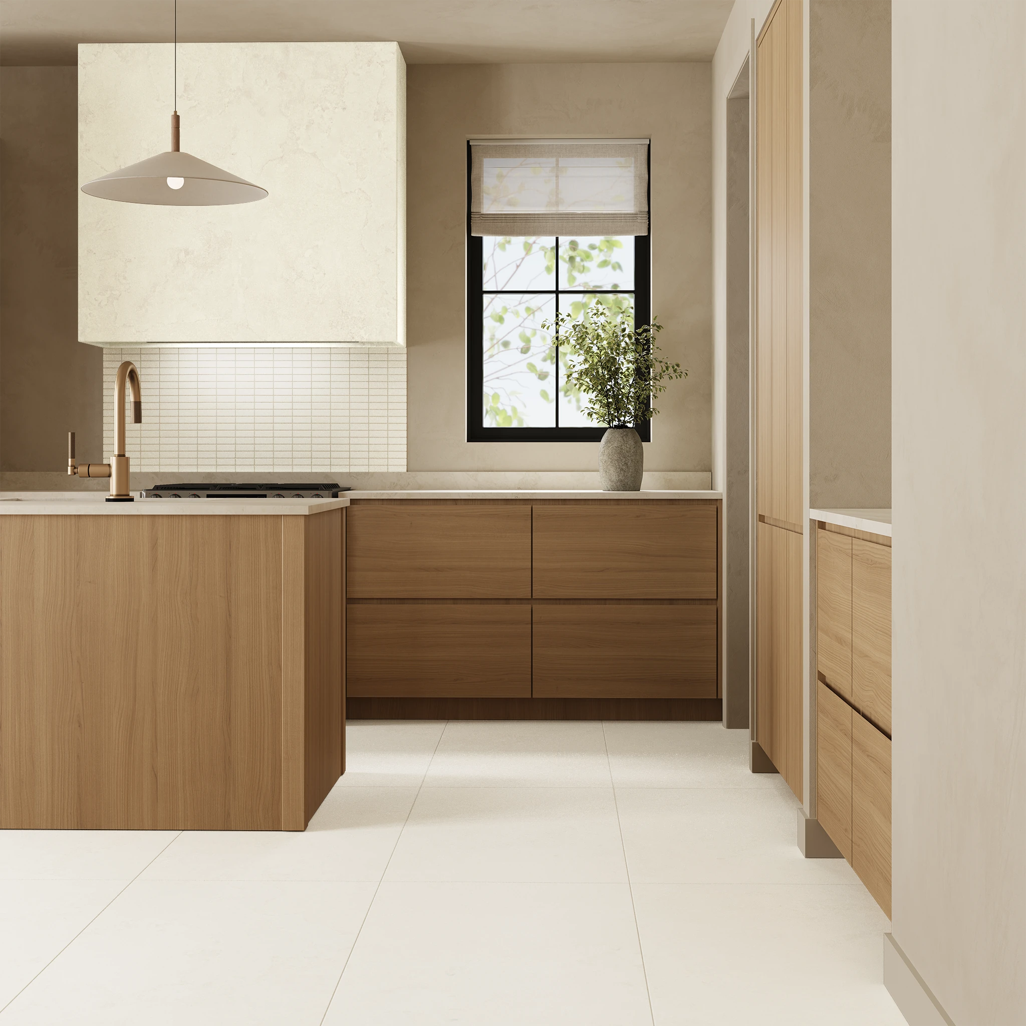 Ecostone Fog Cross Cut Matte (48x110) Porcelain Tile Wall Cladding visualization by MILE®stone