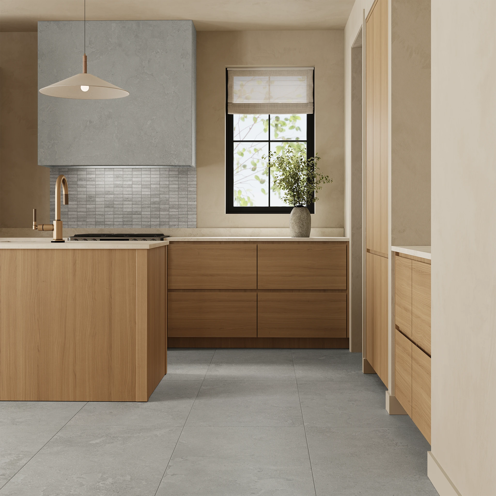 Ecostone Fossil Cross-Cut Matte (24x48) Porcelain Tile Flooring visualization by MILE®stone