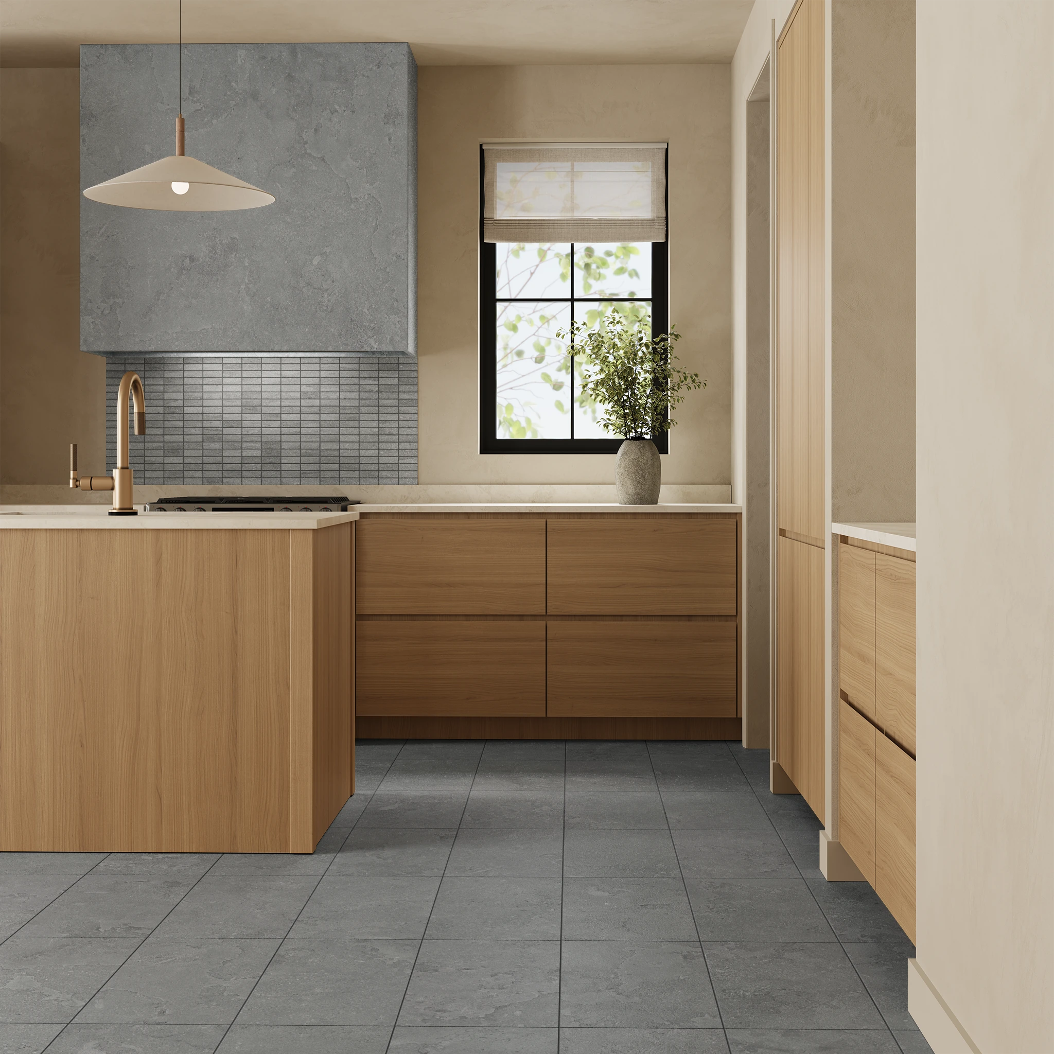 Ecostone Pumice Cross Cut Matte (12x24) Porcelain Tile Flooring visualization by MILE®stone