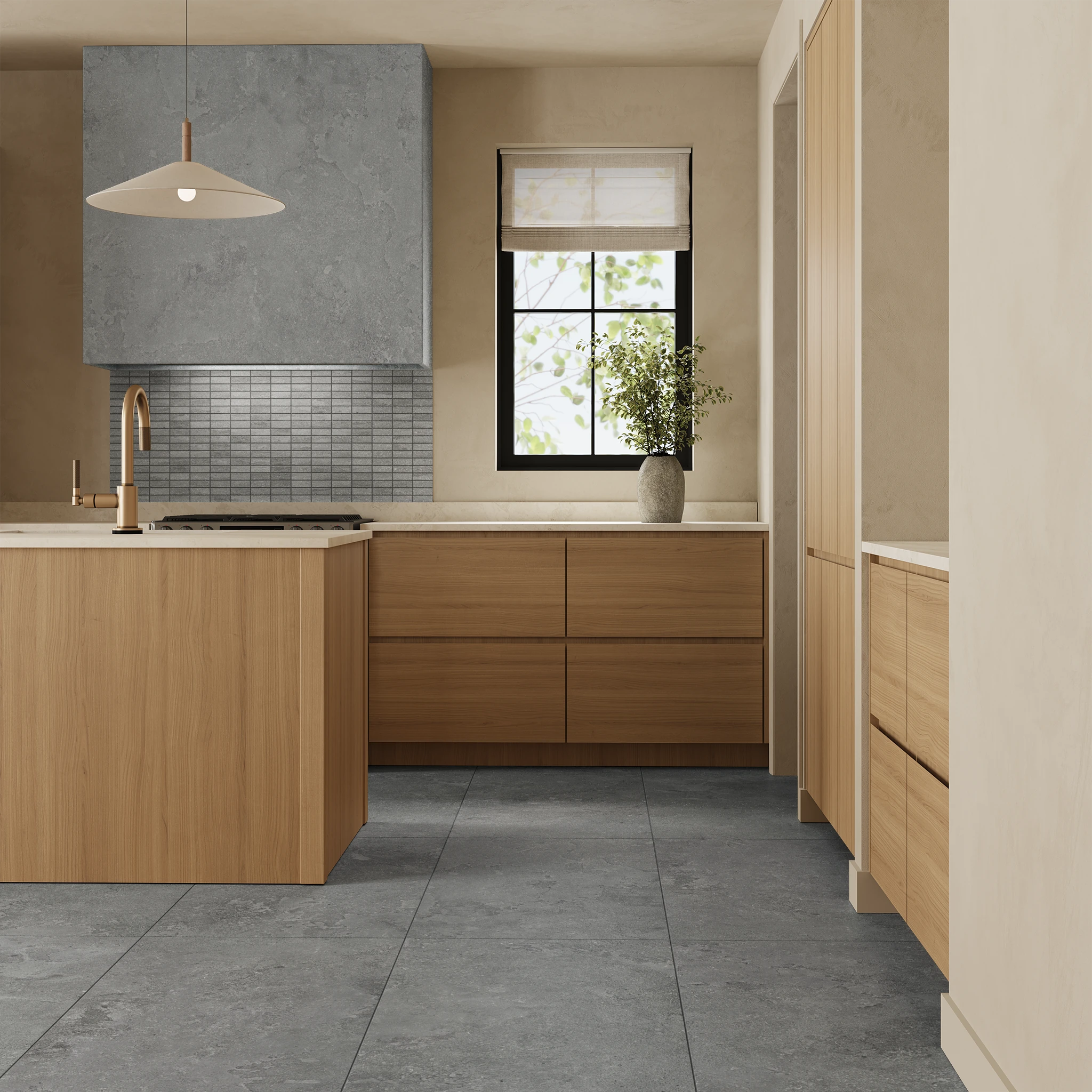 Ecostone Pumice Cross-Cut Matte (24x48) Porcelain Tile Flooring visualization by MILE®stone