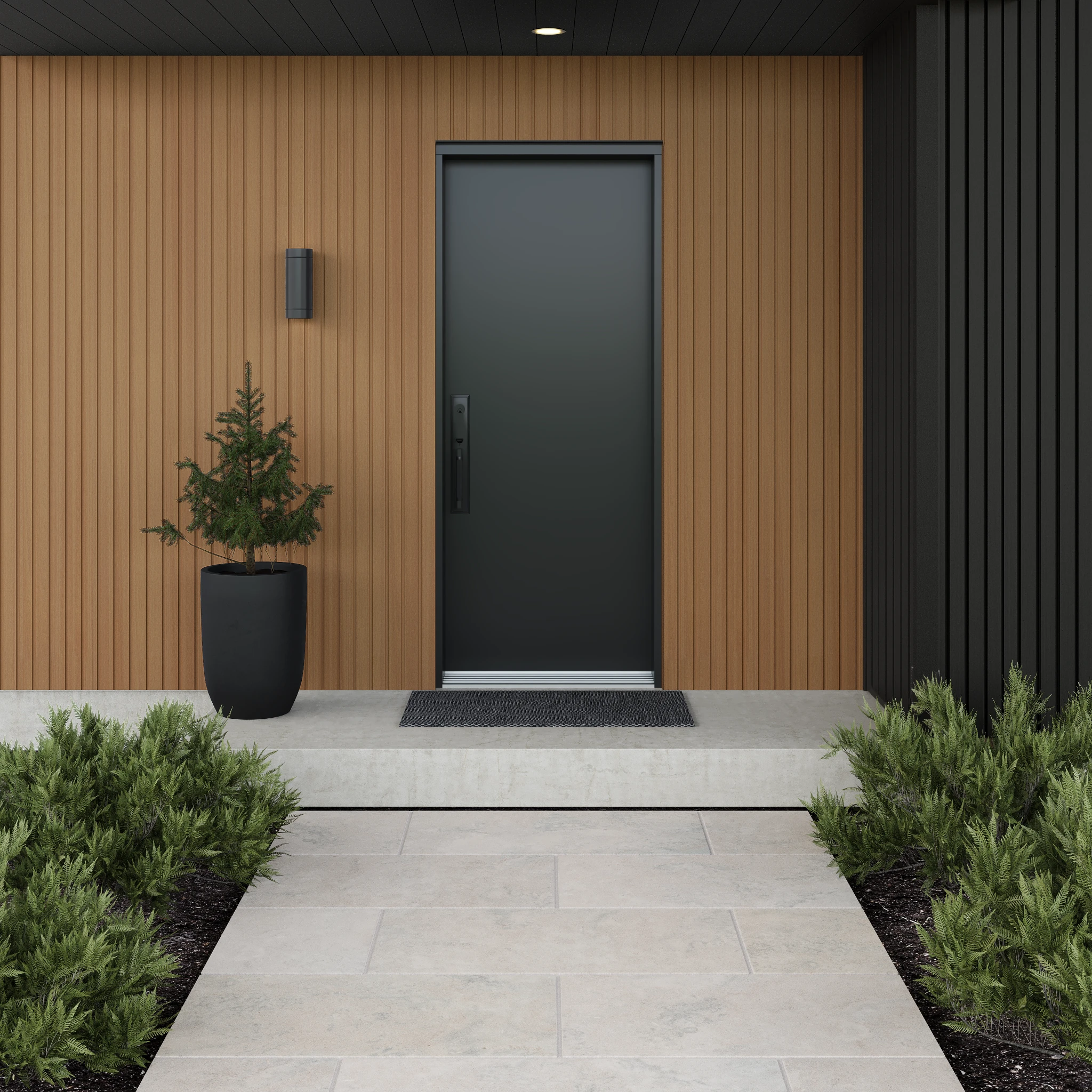 Visualisation de Revêtement Cannelé Belge UH58 - Cèdre Rouge Plafond et soffite extérieurs par NewTechWood Canada
