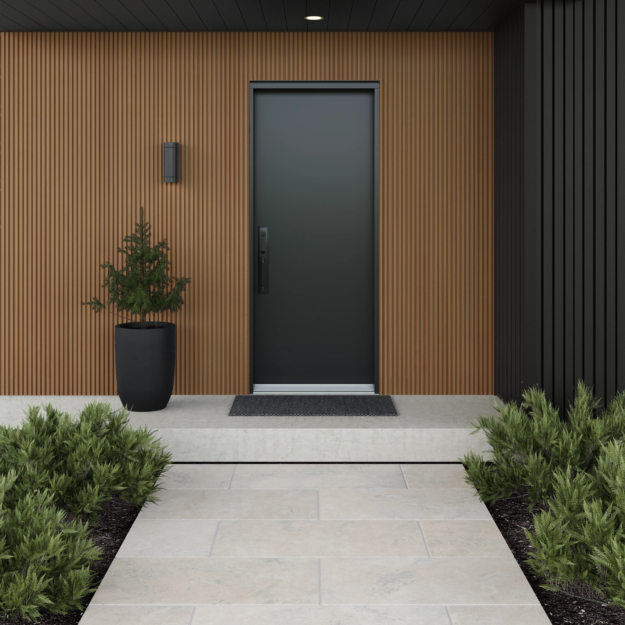 Visualisation de Revêtement Cannelé Norvégien UH61 - Cèdre Rouge Plafond et soffite extérieurs par NewTechWood Canada