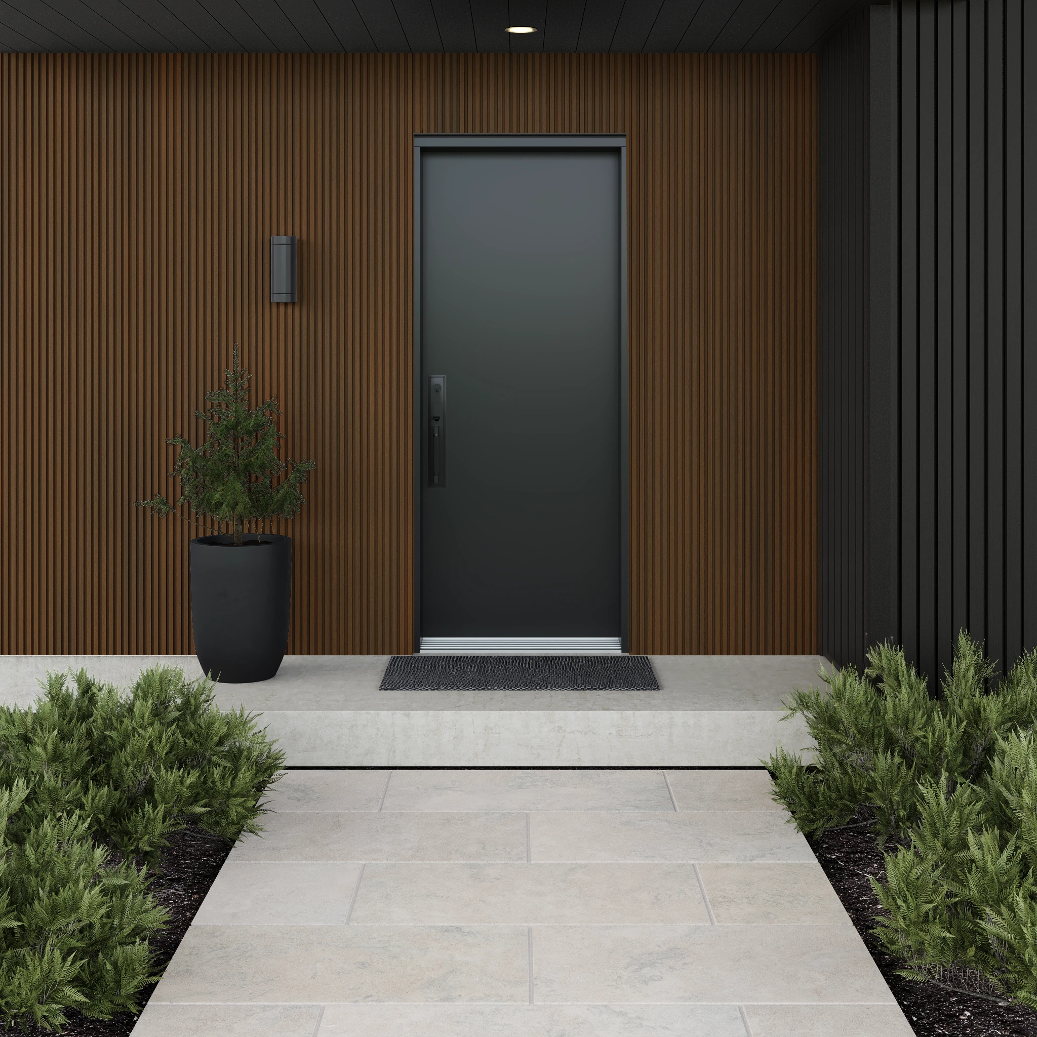Fluted Norwegian Siding UH61 - Teak Exterior Ceiling and Soffit visualization by NewTechWood Canada