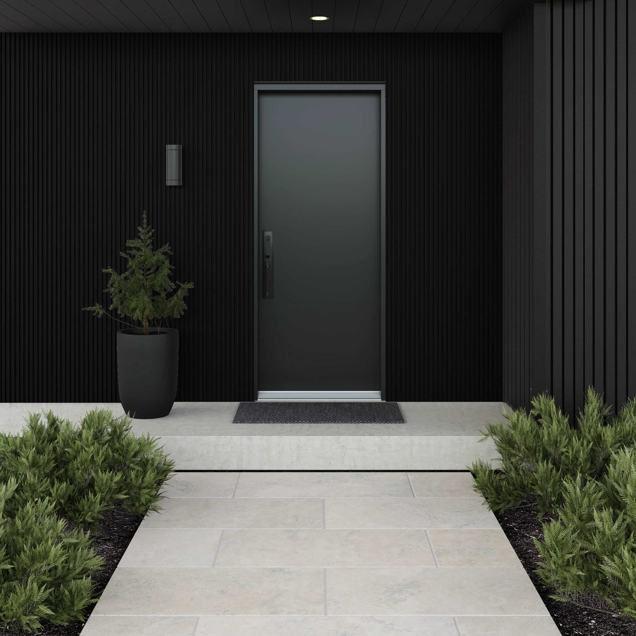Fluted Norwegian Siding UH61 - Ebony Exterior Ceiling and Soffit visualization by NewTechWood Canada