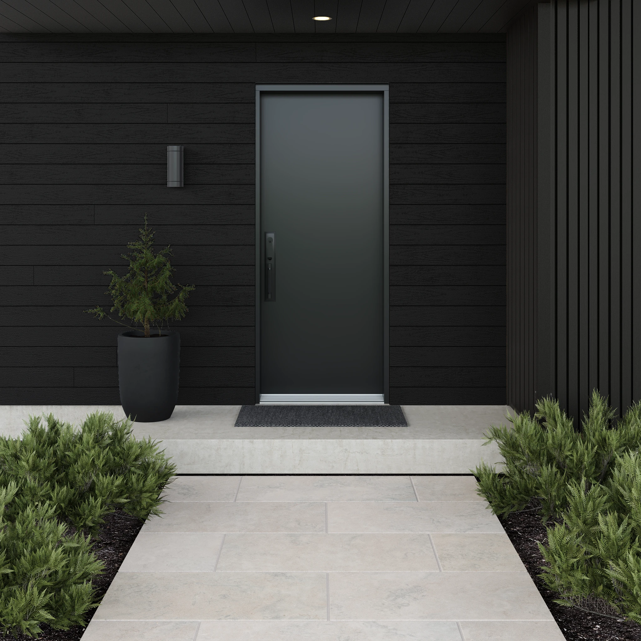 Shou Sugi Ban UH67 Composite Wood Siding Exterior Ceiling and Soffit visualization by NewTechWood Canada