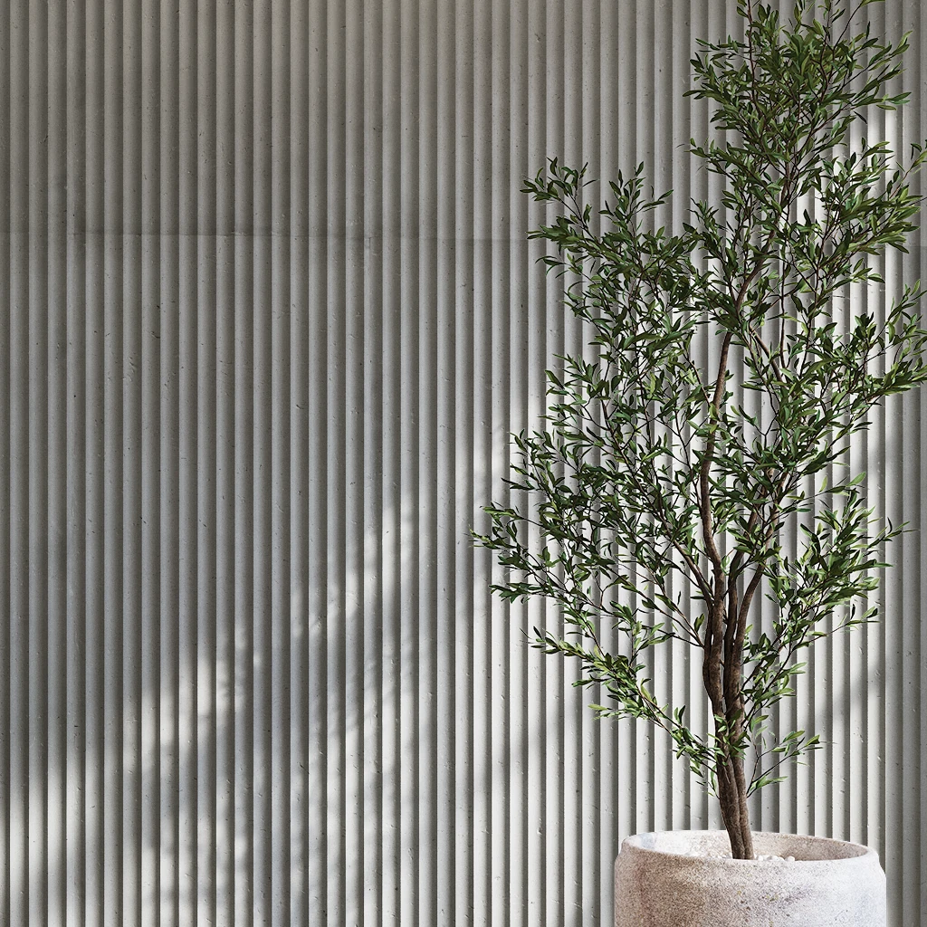 Charcoal 24x60 Fluted Cladding Wall Cladding visualization by Dekko Concrete