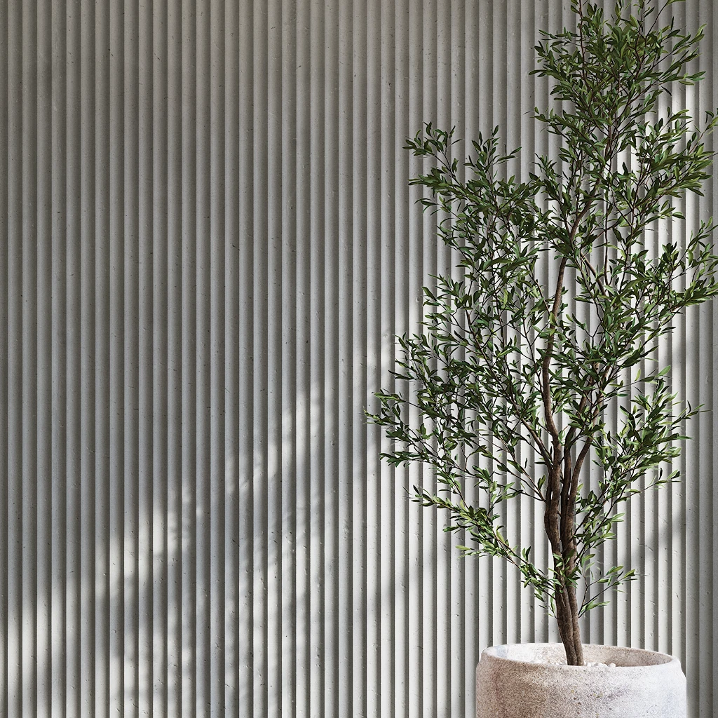 Charcoal 24x96 Fluted Cladding Wall Cladding visualization by Dekko Concrete