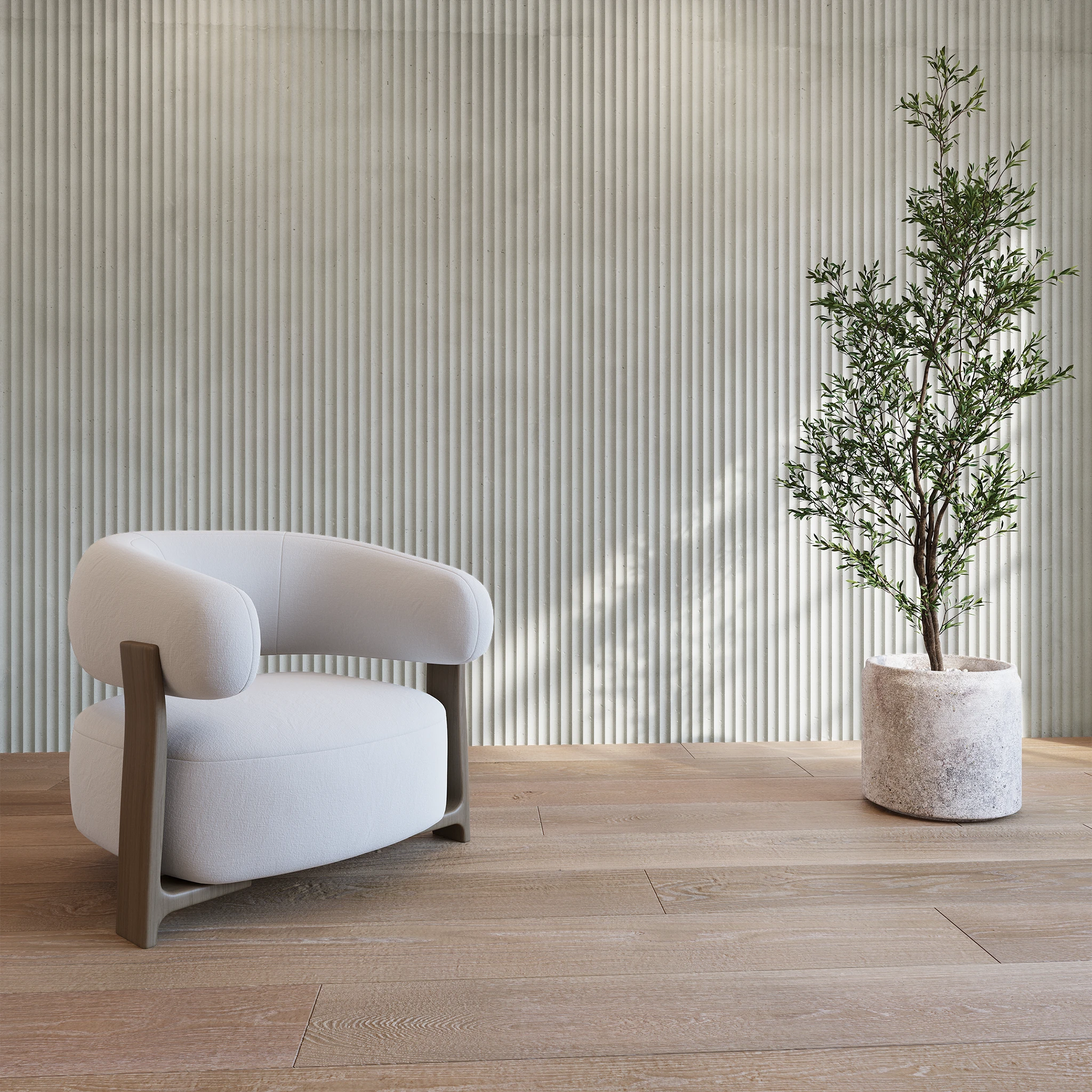 Visualisation de Ash 24x96 Fluted Cladding Revêtement mural par Dekko Concrete
