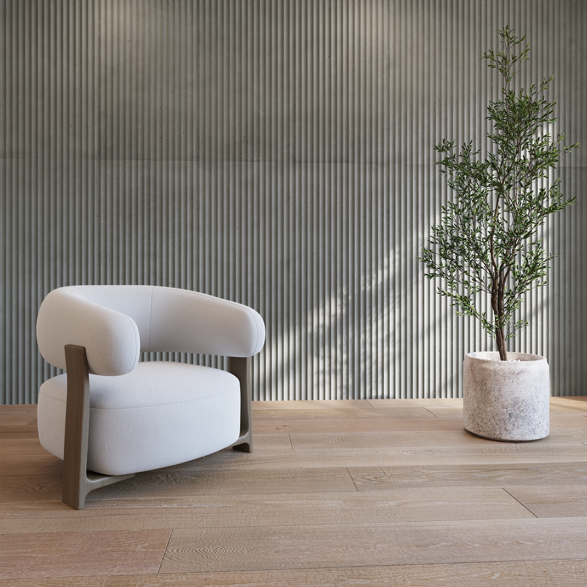 Charcoal 24x60 Fluted Cladding Wall Cladding visualization by Dekko Concrete