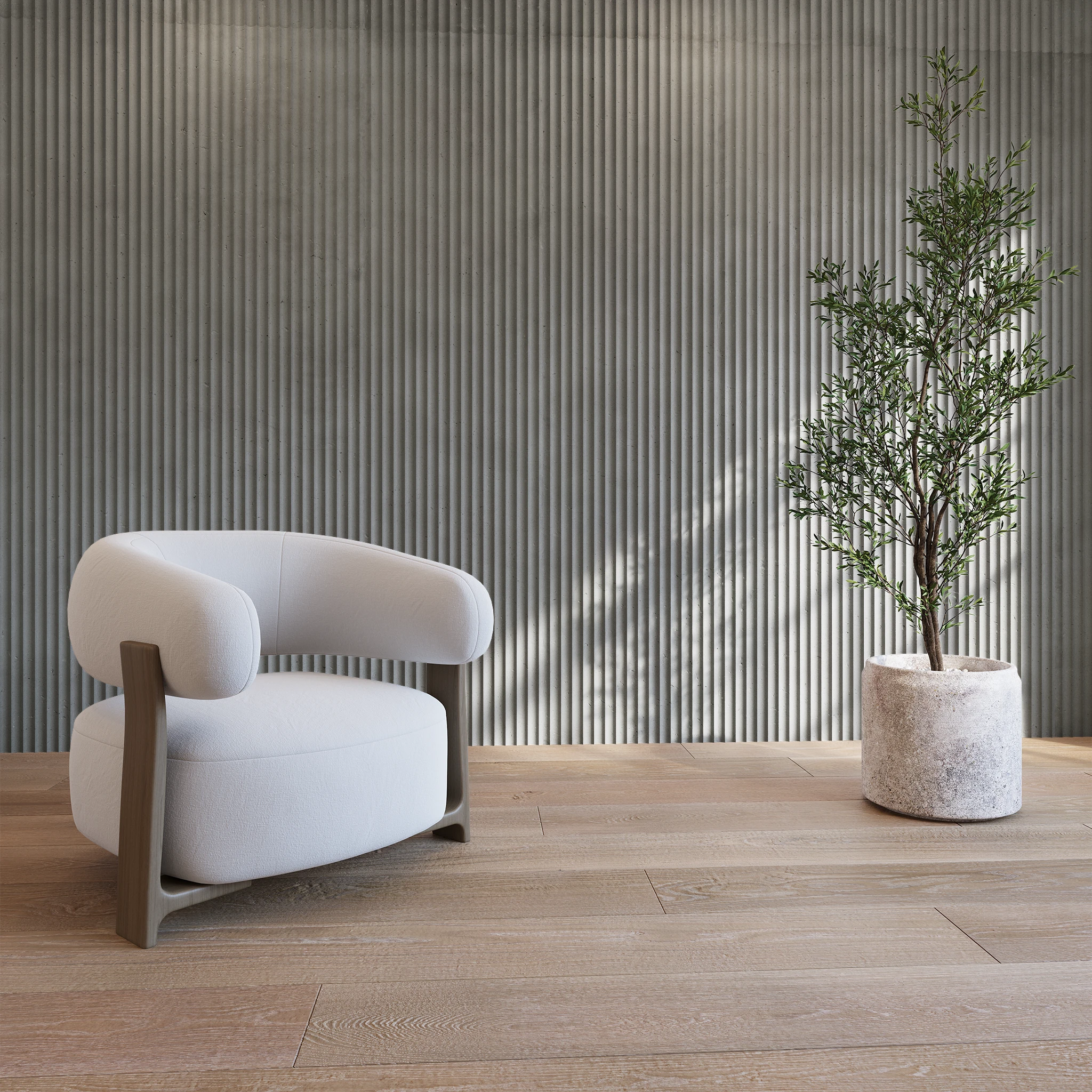 Charcoal 24x96 Fluted Cladding Wall Cladding visualization by Dekko Concrete
