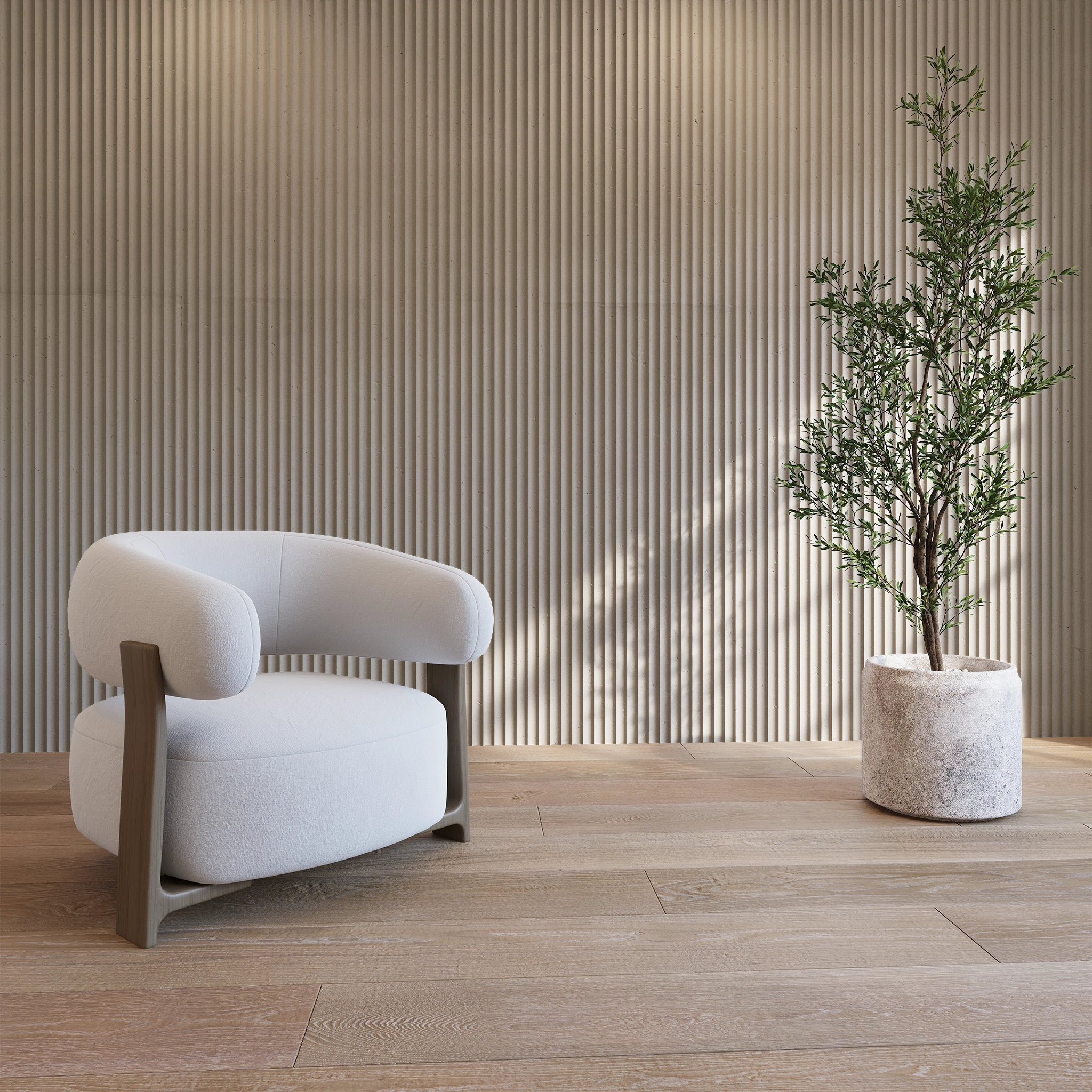 Clay 24x60 Fluted Cladding Wall Cladding visualization by Dekko Concrete