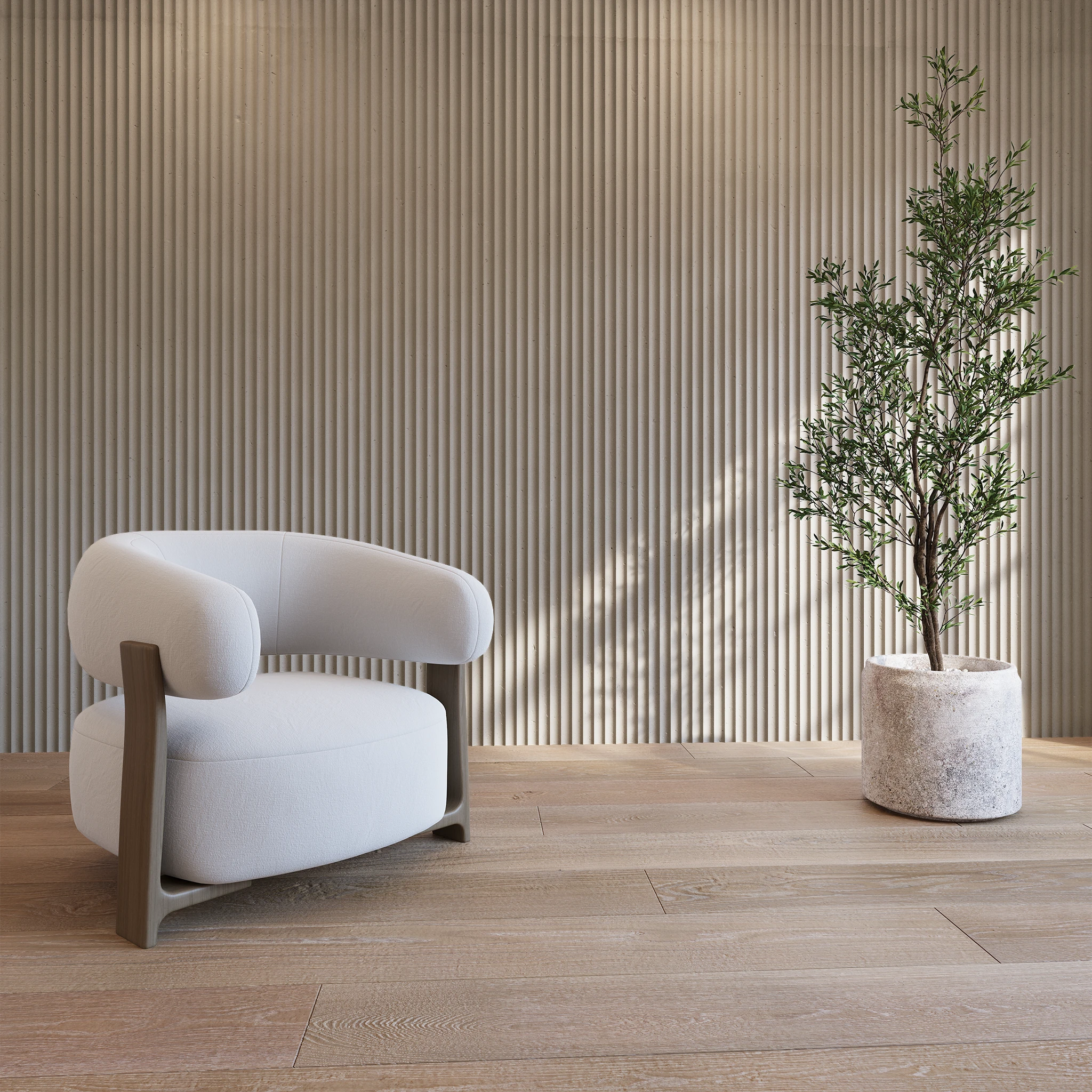 Visualisation de Clay 24x96 Fluted Cladding Revêtement mural par Dekko Concrete