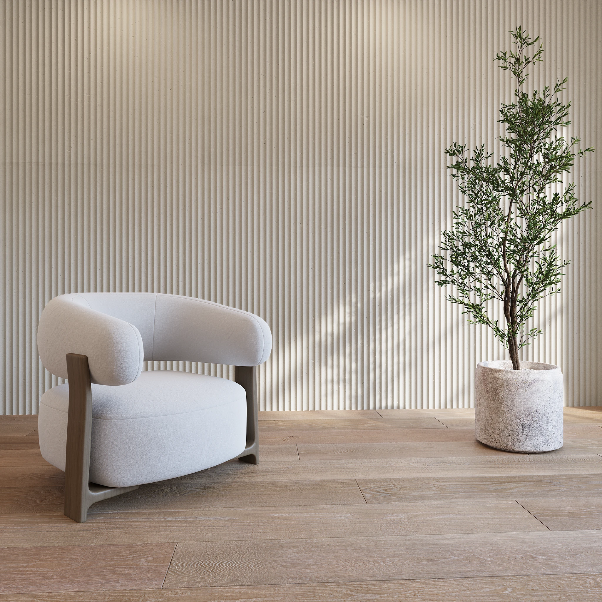 Limestone 24x60 Fluted Cladding Wall Cladding visualization by Dekko Concrete