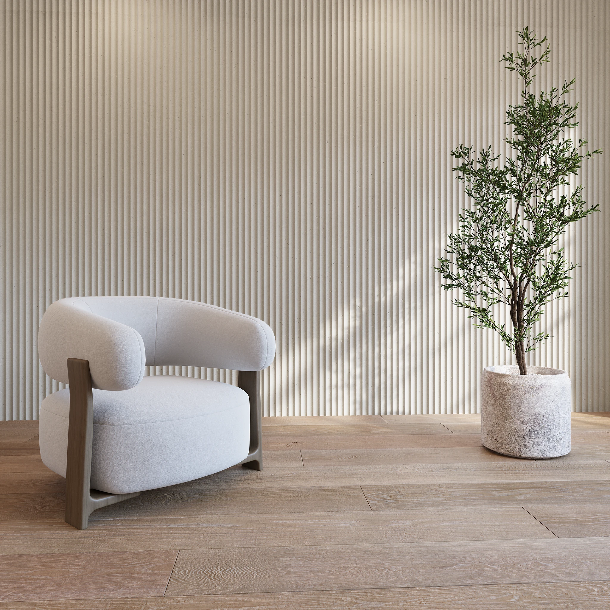 Visualisation de Limestone 24x96 Fluted Cladding Revêtement mural par Dekko Concrete