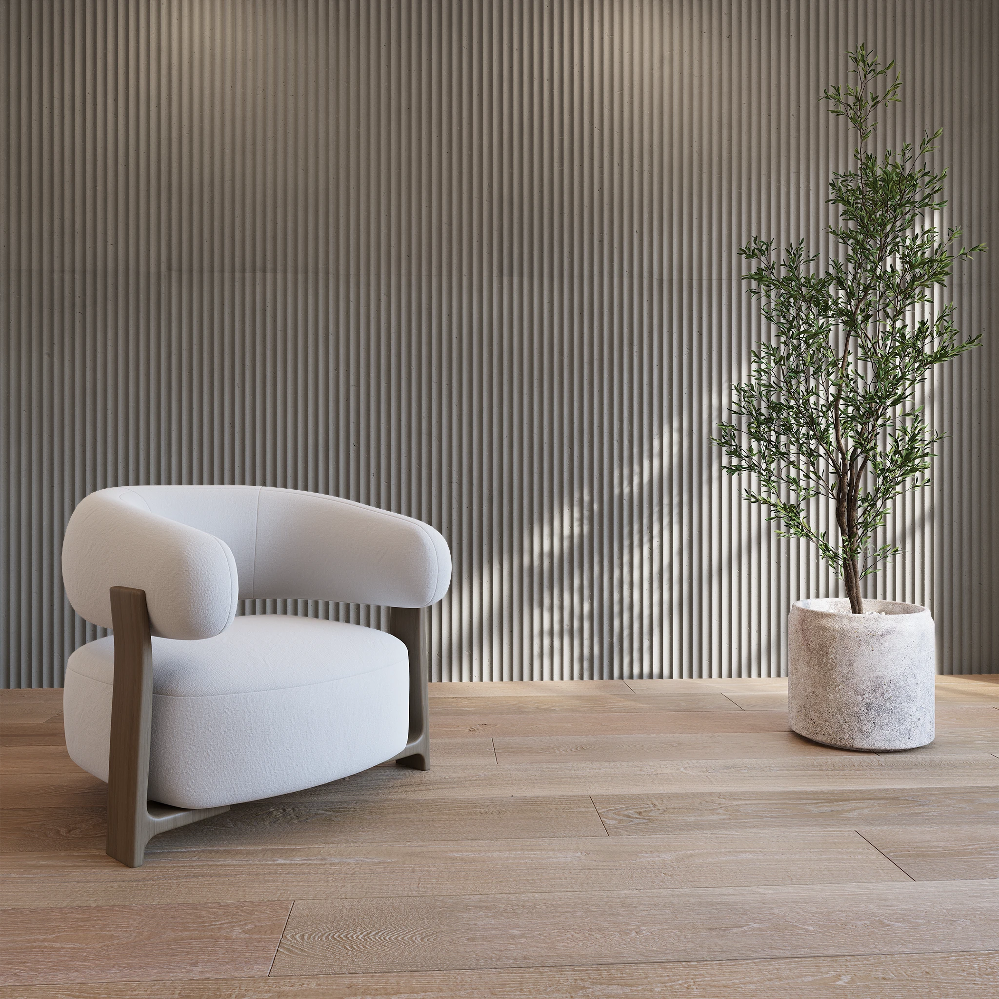 Sandstone 24x60 Fluted Cladding Wall Cladding visualization by Dekko Concrete