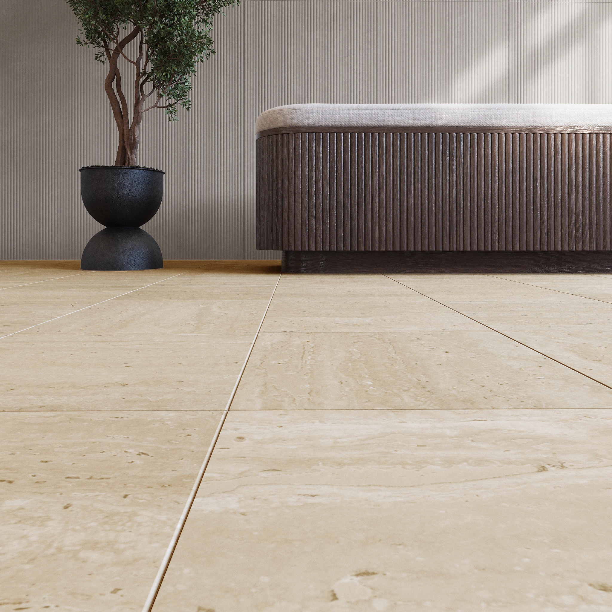 Prestige Travertino 12x12 Porcelain Tile Indoor Flooring visualization by Ceragres