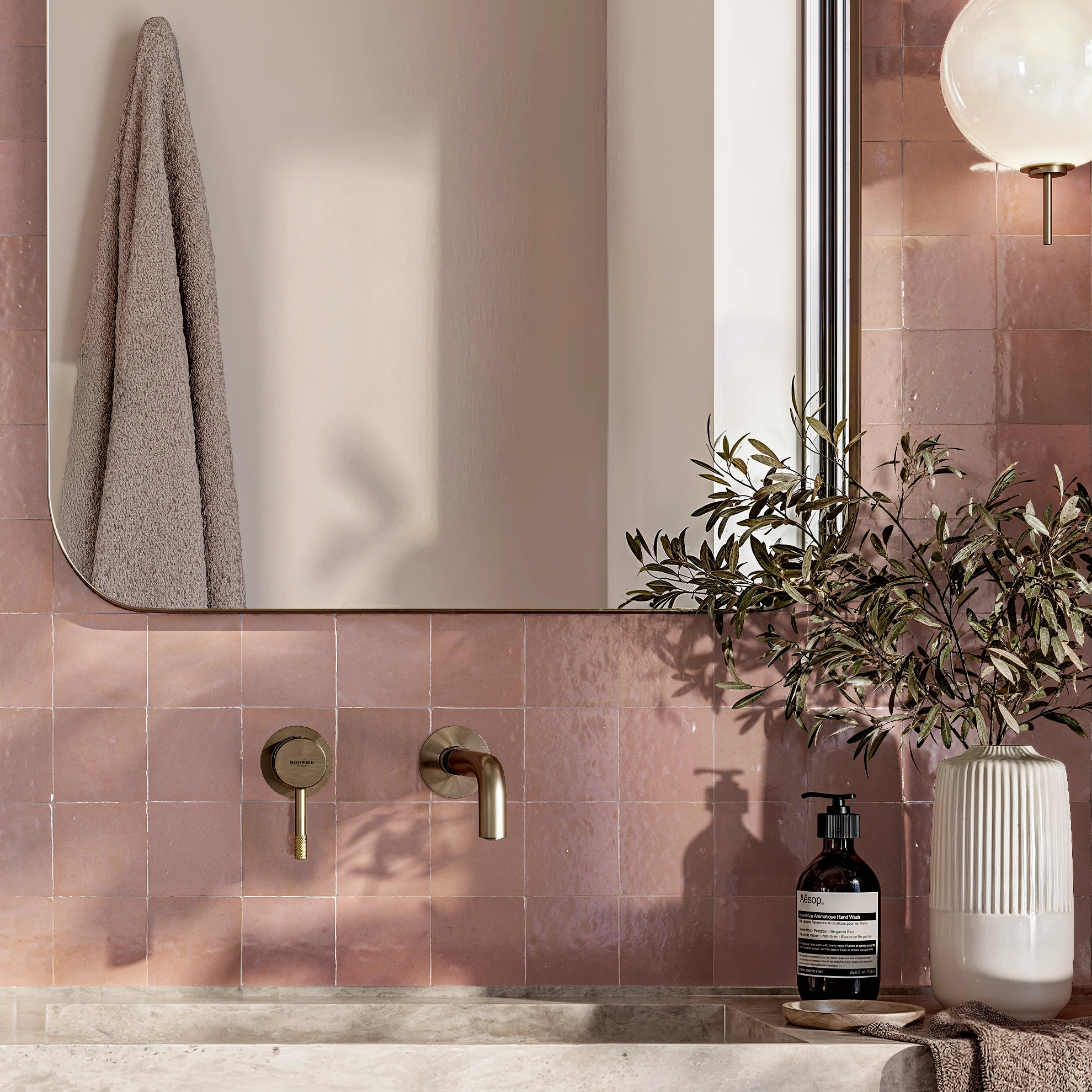 Casablanca Antique Rose 4x4 Terracotta Tile Interior Wall Cladding visualization by Ceragres
