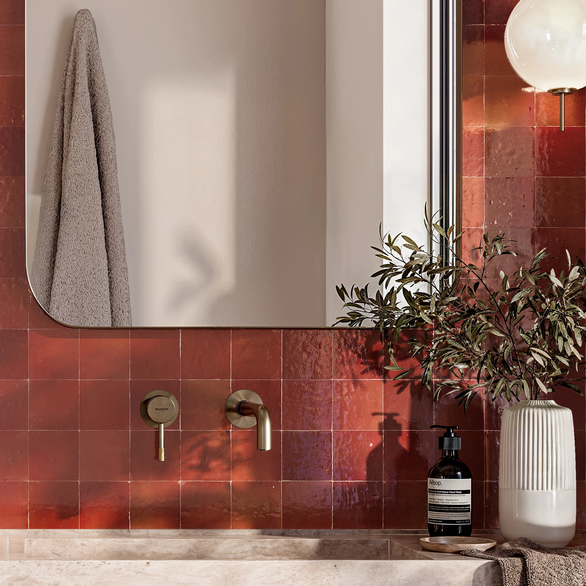 Casablanca Coral 4x4 Terracotta Tile Interior Wall Cladding visualization by Ceragres
