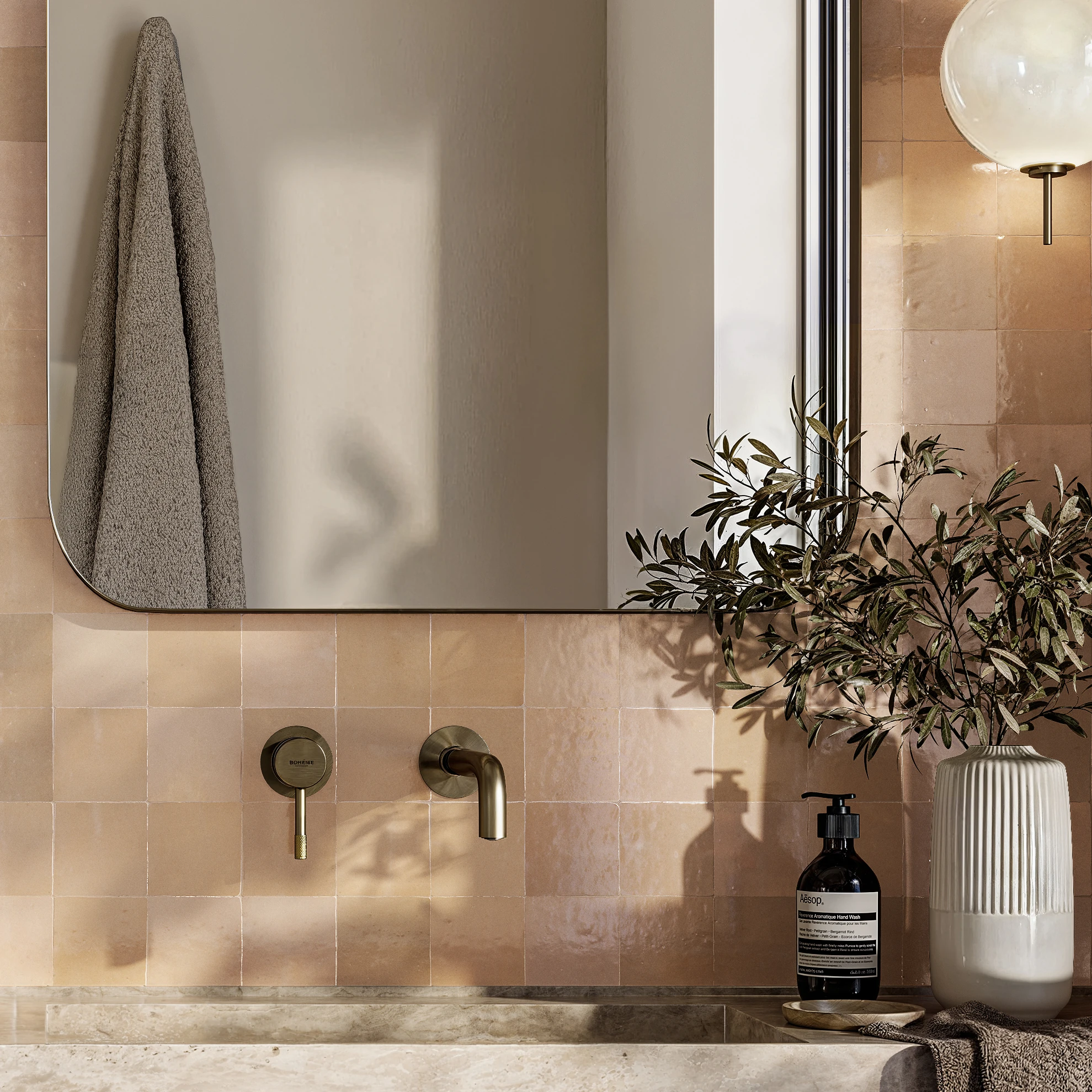 Casablanca Natural 4x4 Terracotta Tile Interior Wall Cladding visualization by Ceragres