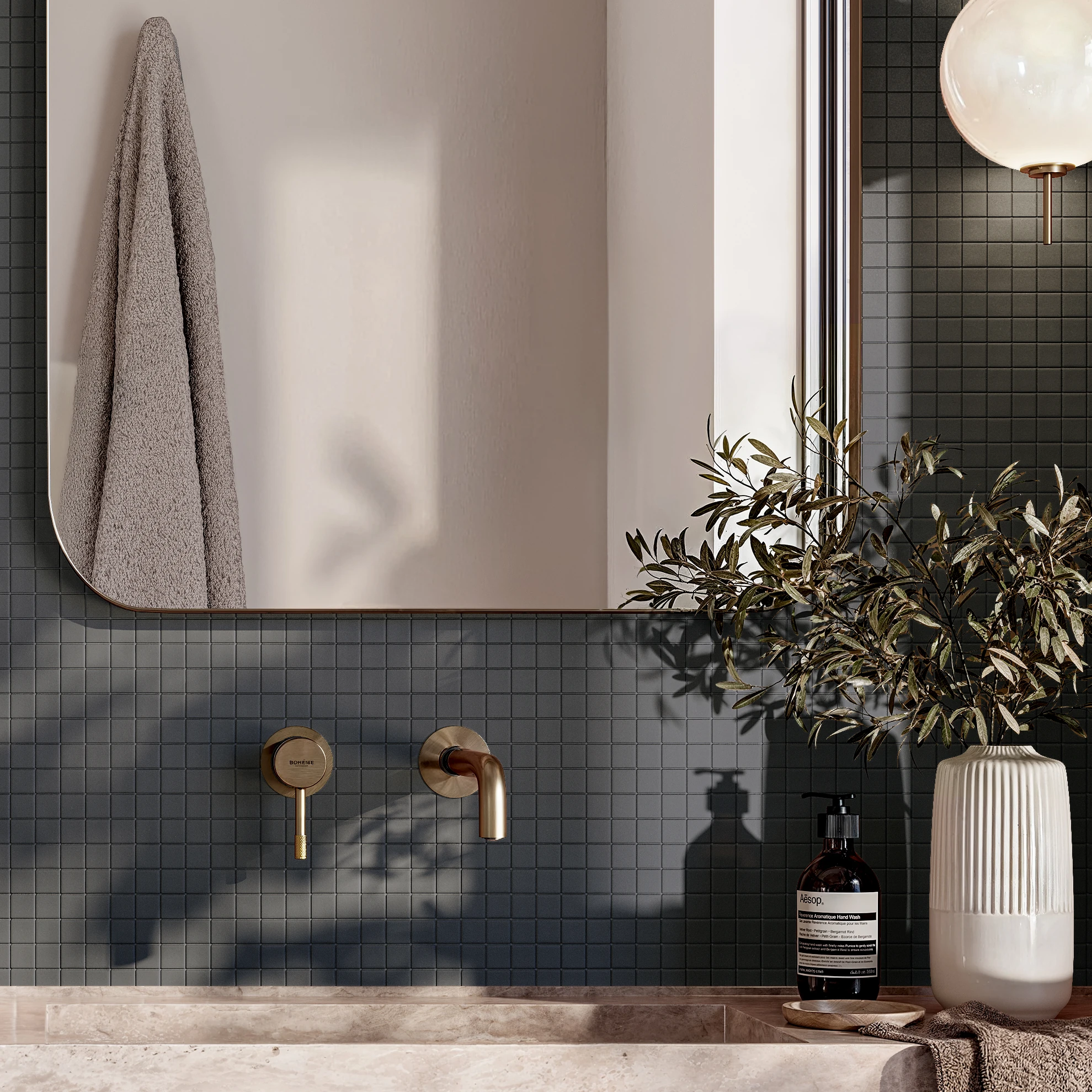 Visualisation de Cubix Black 1x1 Couvre-plancher intérieur par Ceragres