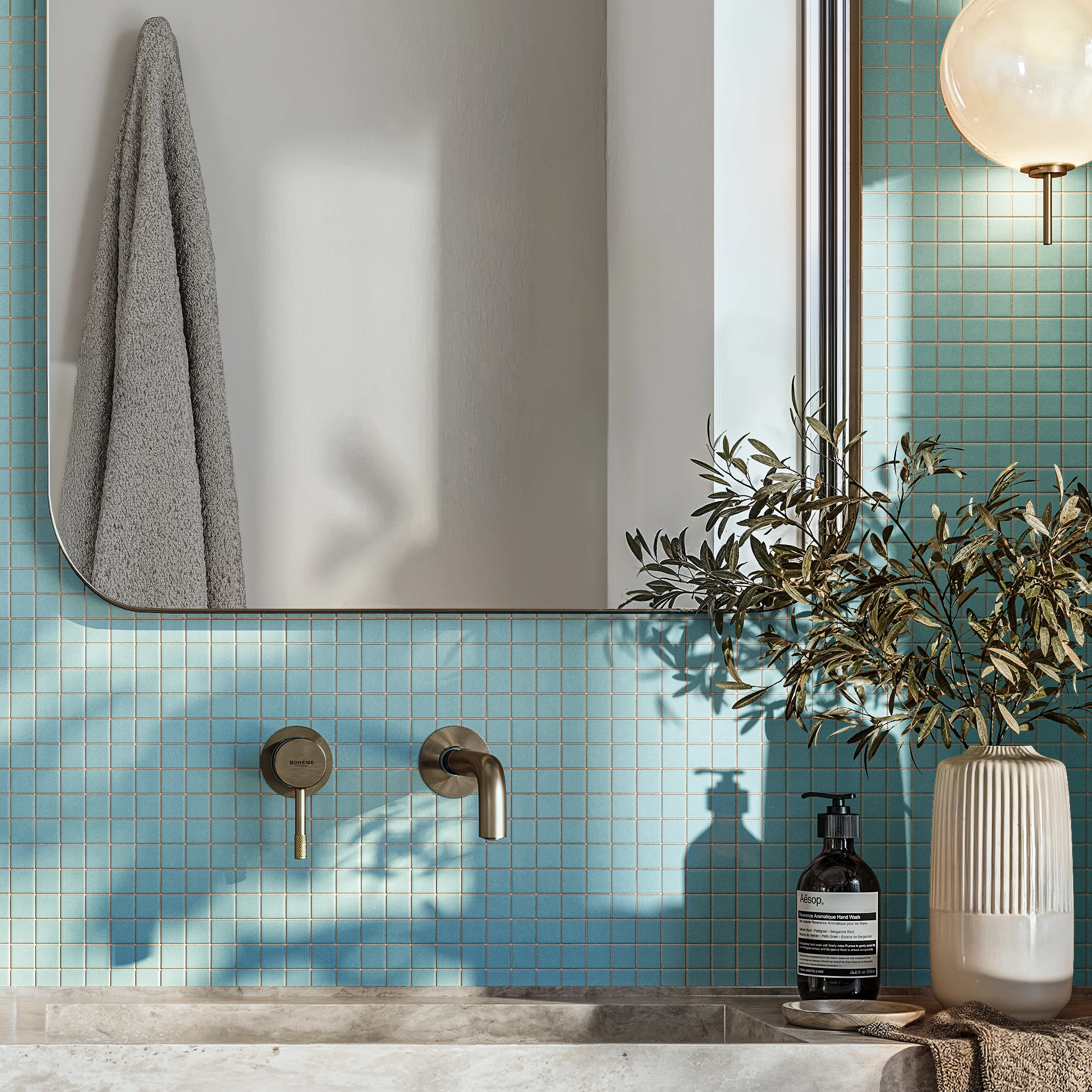 Cubix Blue 1x1 Porcelain Tile Indoor Flooring visualization by Ceragres