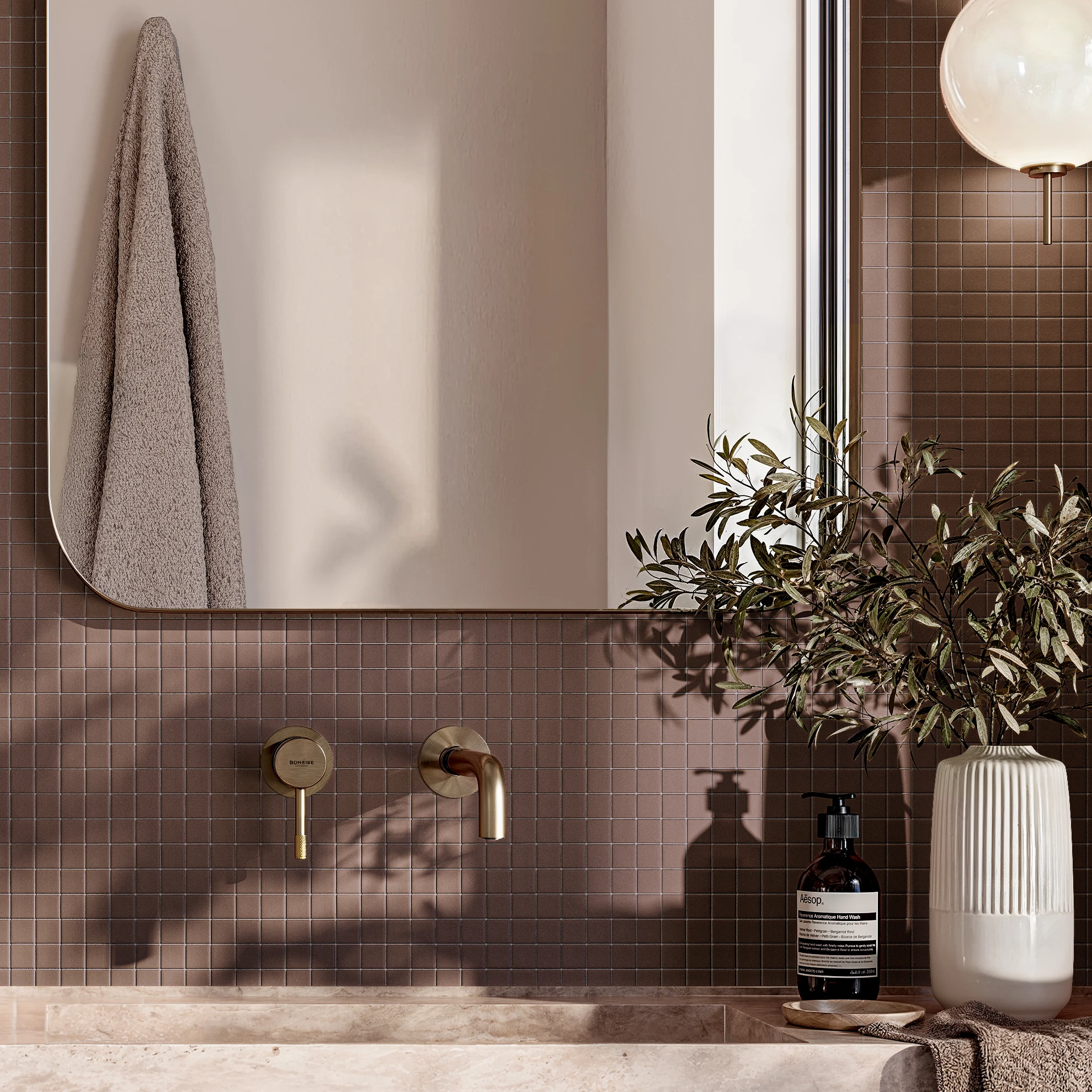 Cubix Brown 1x1 Porcelain Tile Indoor Flooring visualization by Ceragres