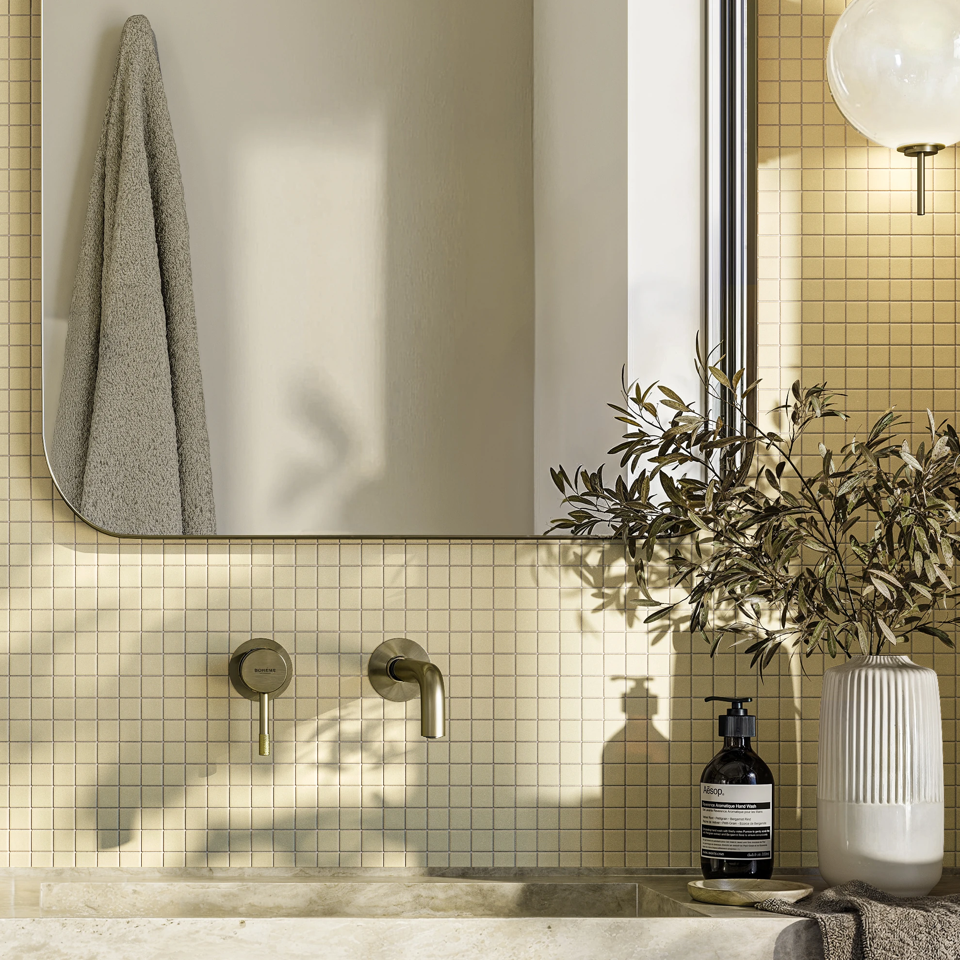 Cubix Yellow 1x1 Porcelain Tile Indoor Flooring visualization by Ceragres
