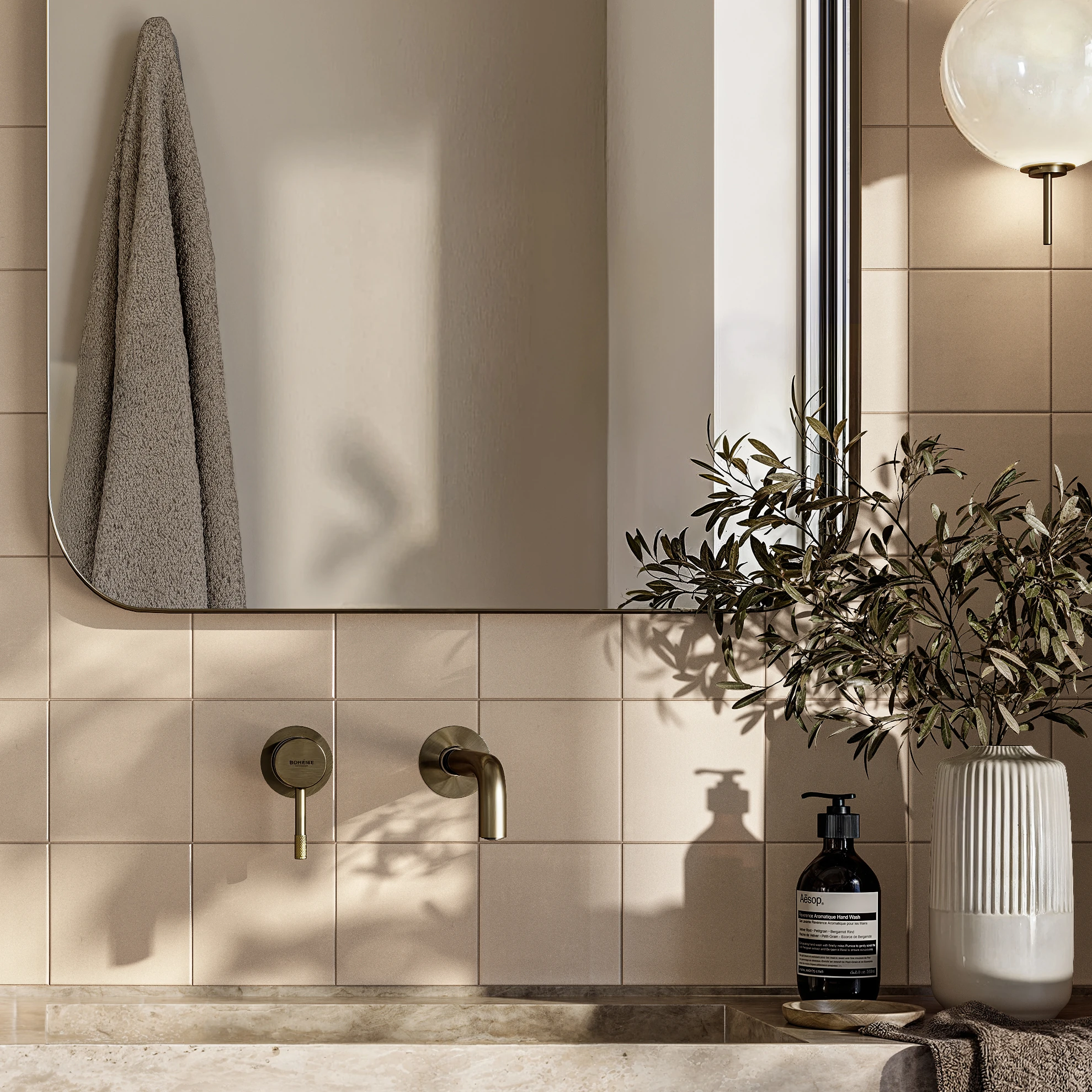 Topcer Yellow 6x6 Porcelain Tile Countertop visualization by Ceragres