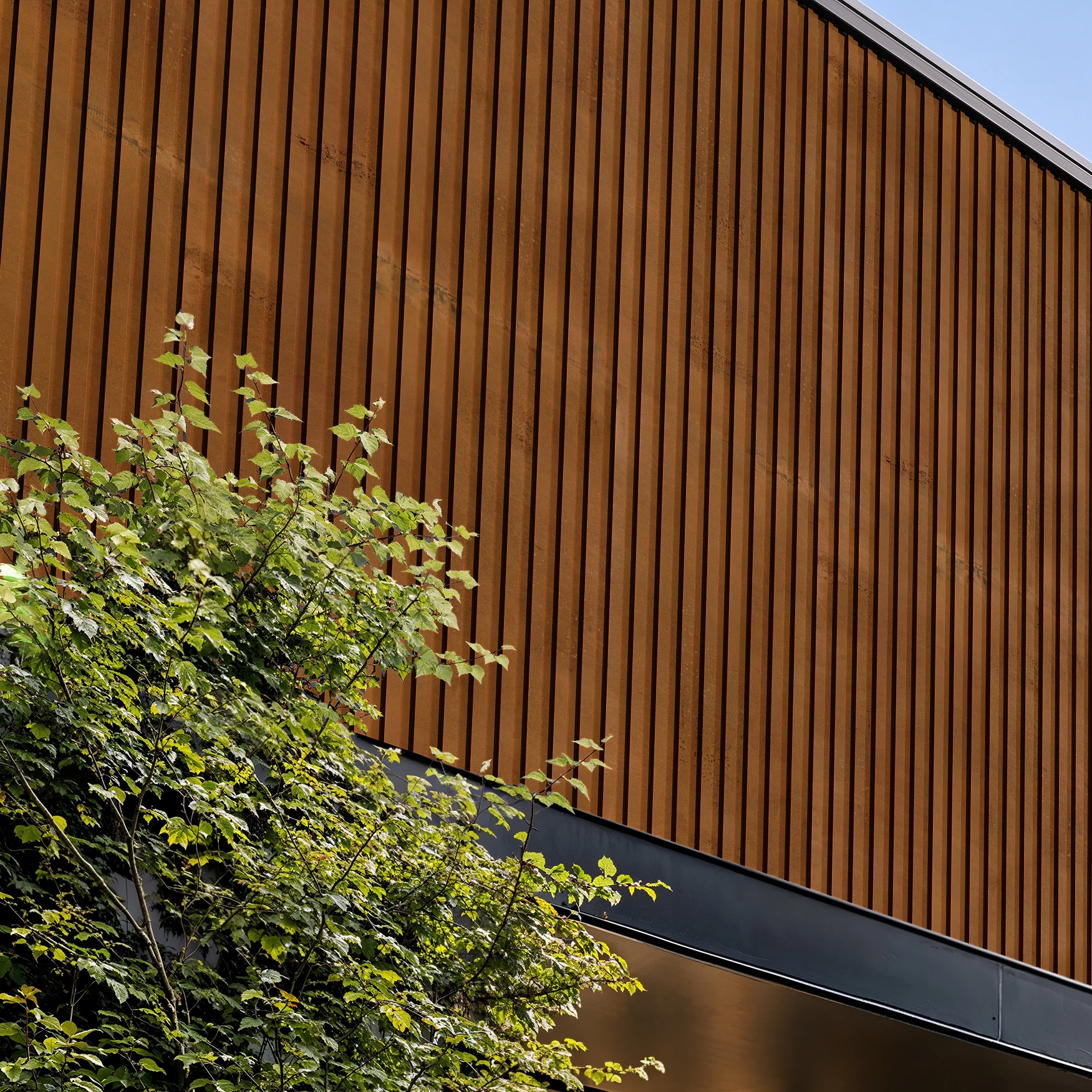Corten®/A606-4 Rusted Wes-Trix® WT1 Metal Siding Exterior Wall Cladding visualization by Western States Metal Roofing