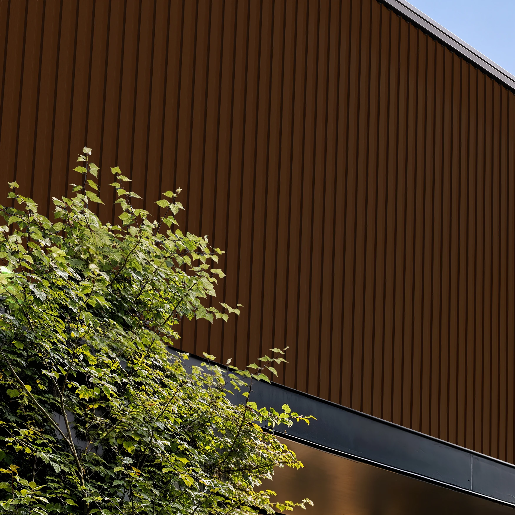 Walnut Wood Wes-Trix® WT1 Metal Siding Exterior Wall Cladding visualization by Western States Metal Roofing