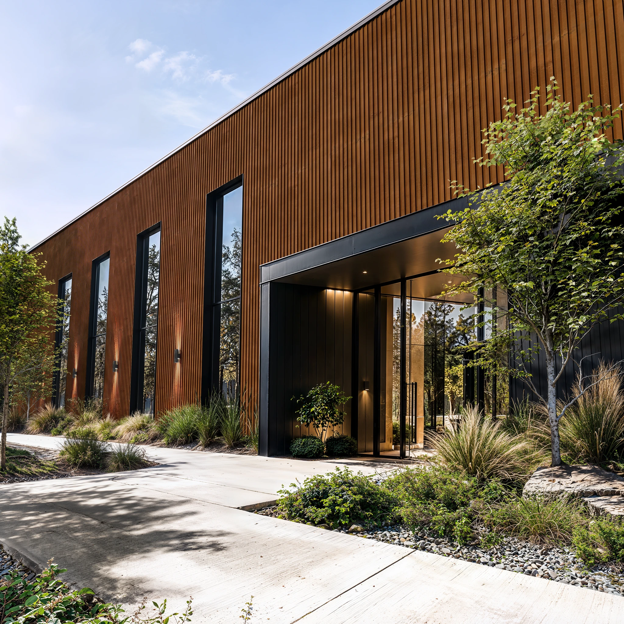 Corten®/A606-4 Rusted Wes-Trix® WT1 Metal Siding Exterior Wall Cladding visualization by Western States Metal Roofing
