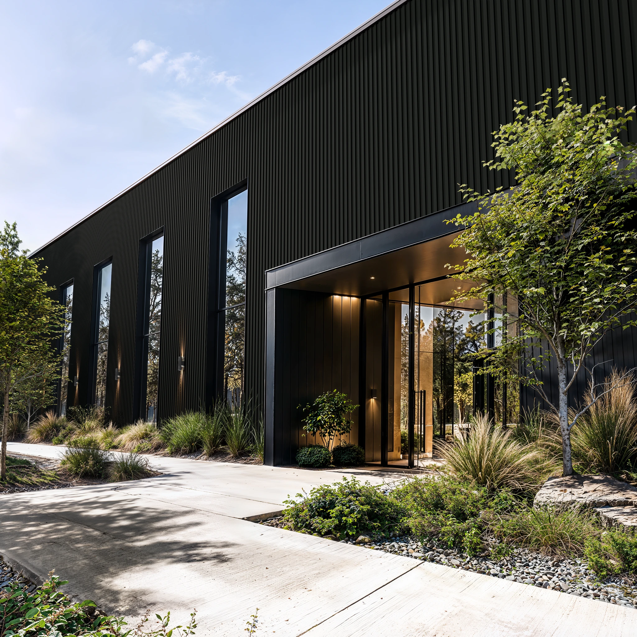 Matte Midnight Black Wes-Trix® WT1 Metal Siding Exterior Wall Cladding visualization by Western States Metal Roofing