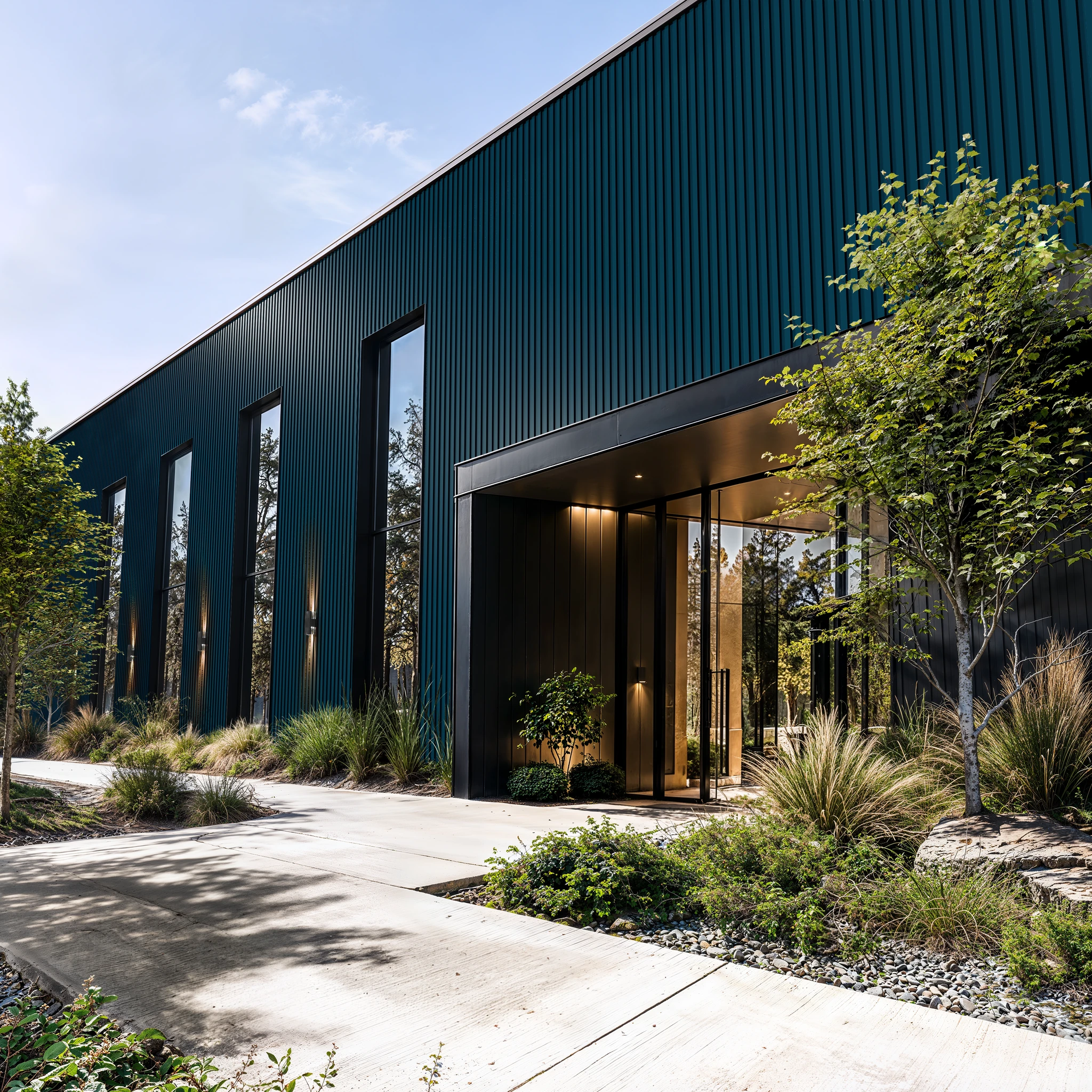 Regal Blue Wes-Trix® WT1 Metal Siding Exterior Wall Cladding visualization by Western States Metal Roofing
