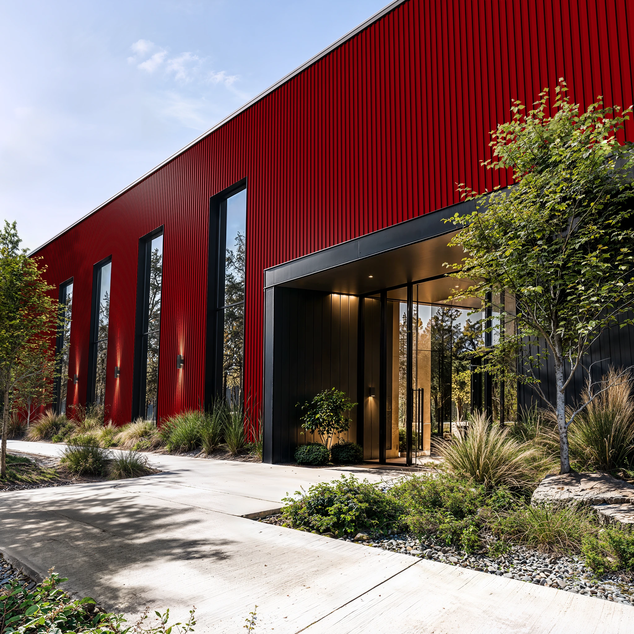 Regal Red Wes-Trix® WT1 Metal Siding Exterior Wall Cladding visualization by Western States Metal Roofing
