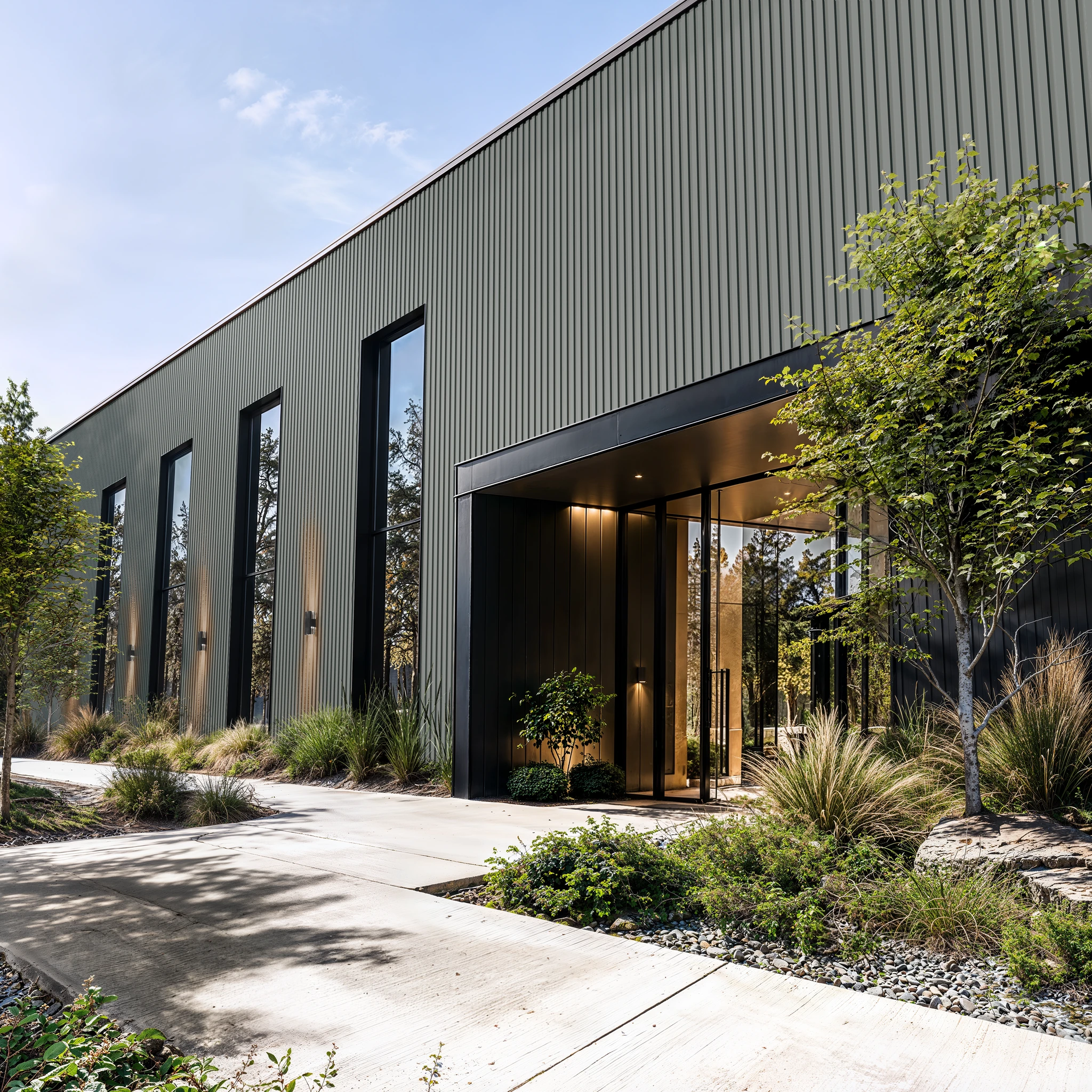 Silver Metallic Wes-Trix® WT1 Metal Siding Exterior Wall Cladding visualization by Western States Metal Roofing