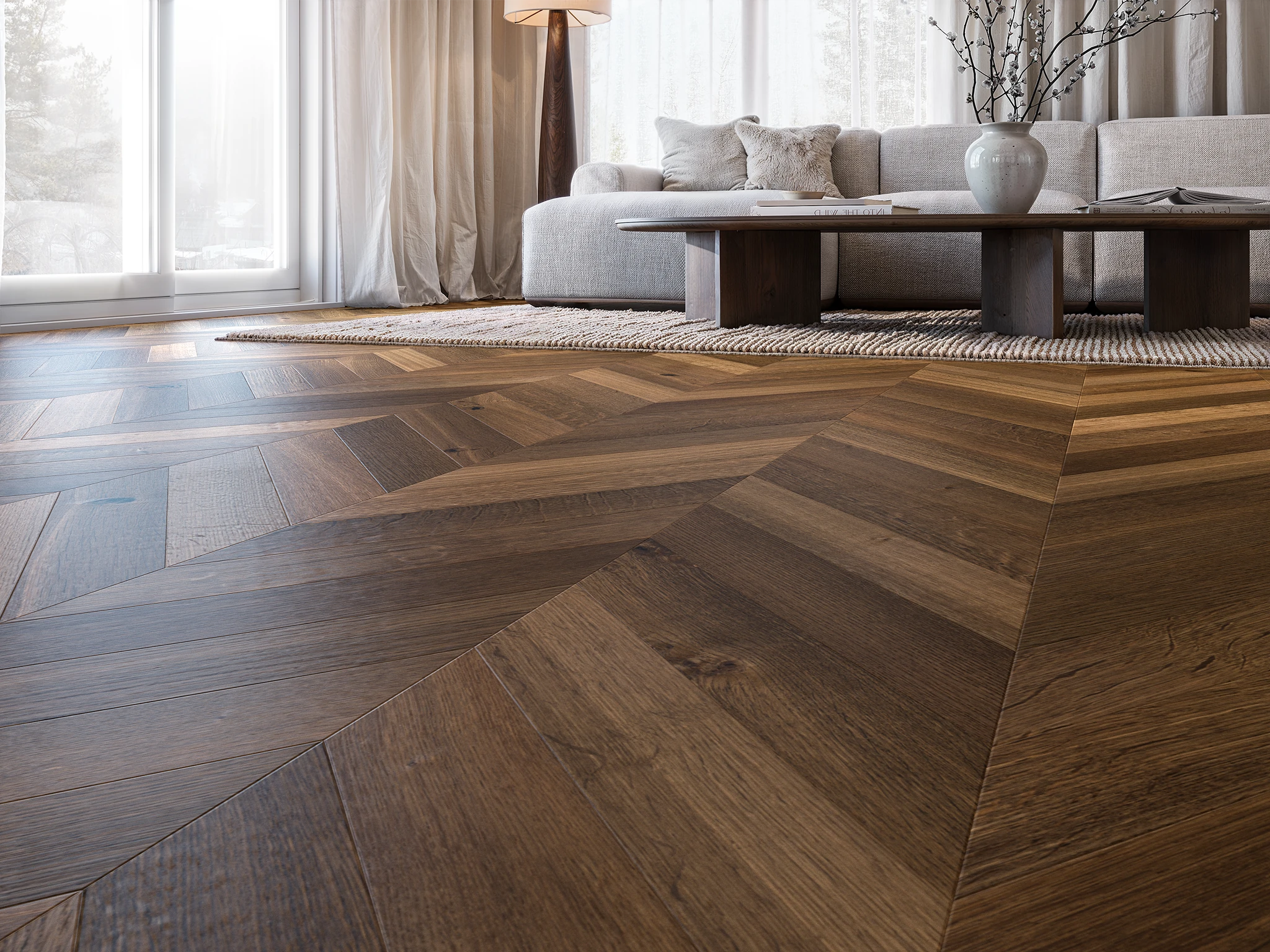 Visualisation de Plancher en chêne brossé Brera Chevron Revêtement de sol par Kentwood by Metropolitan