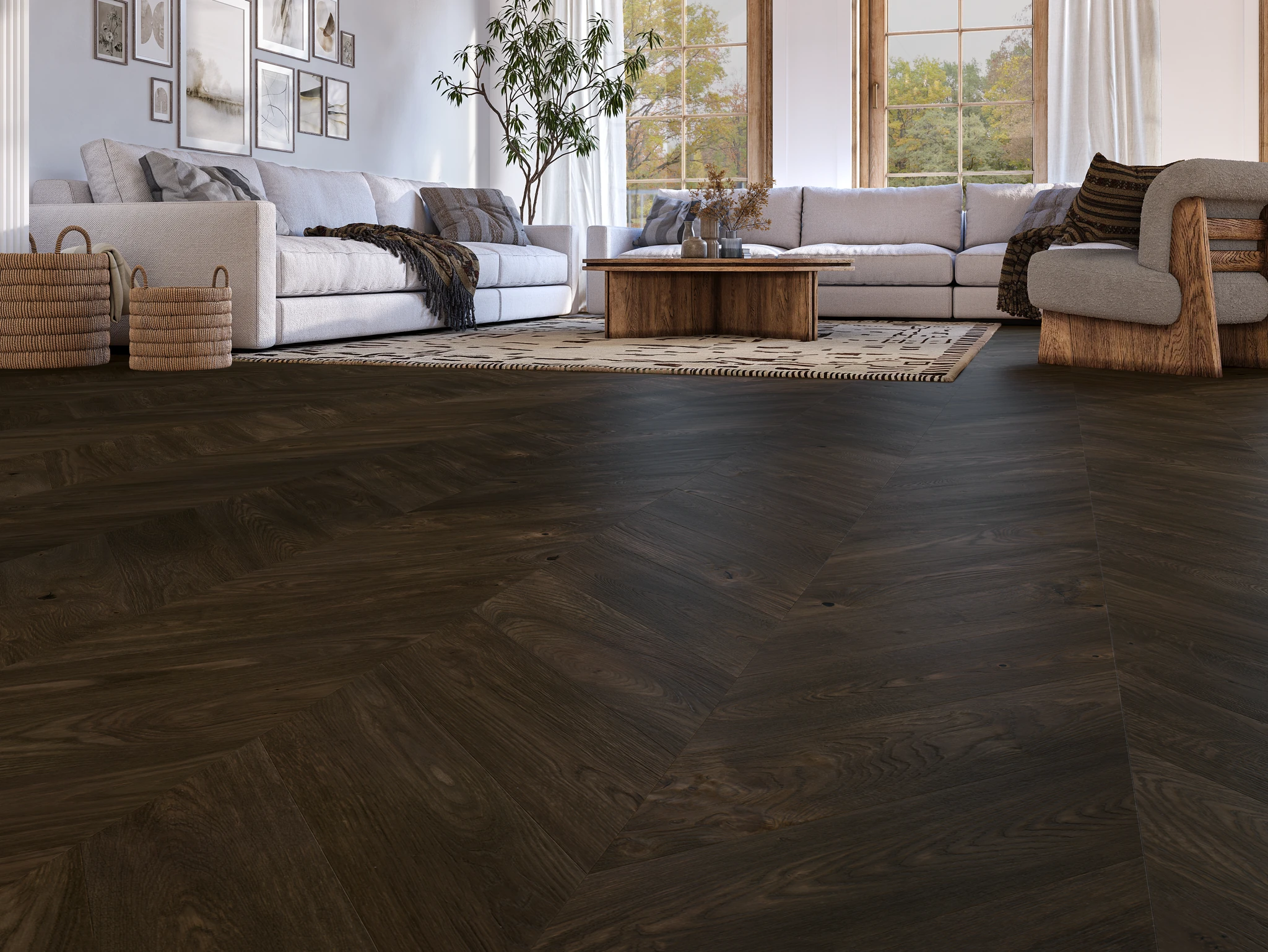 European Santorini Collection Lune - Chevron Pattern Wood Floor Flooring visualization by European Company
