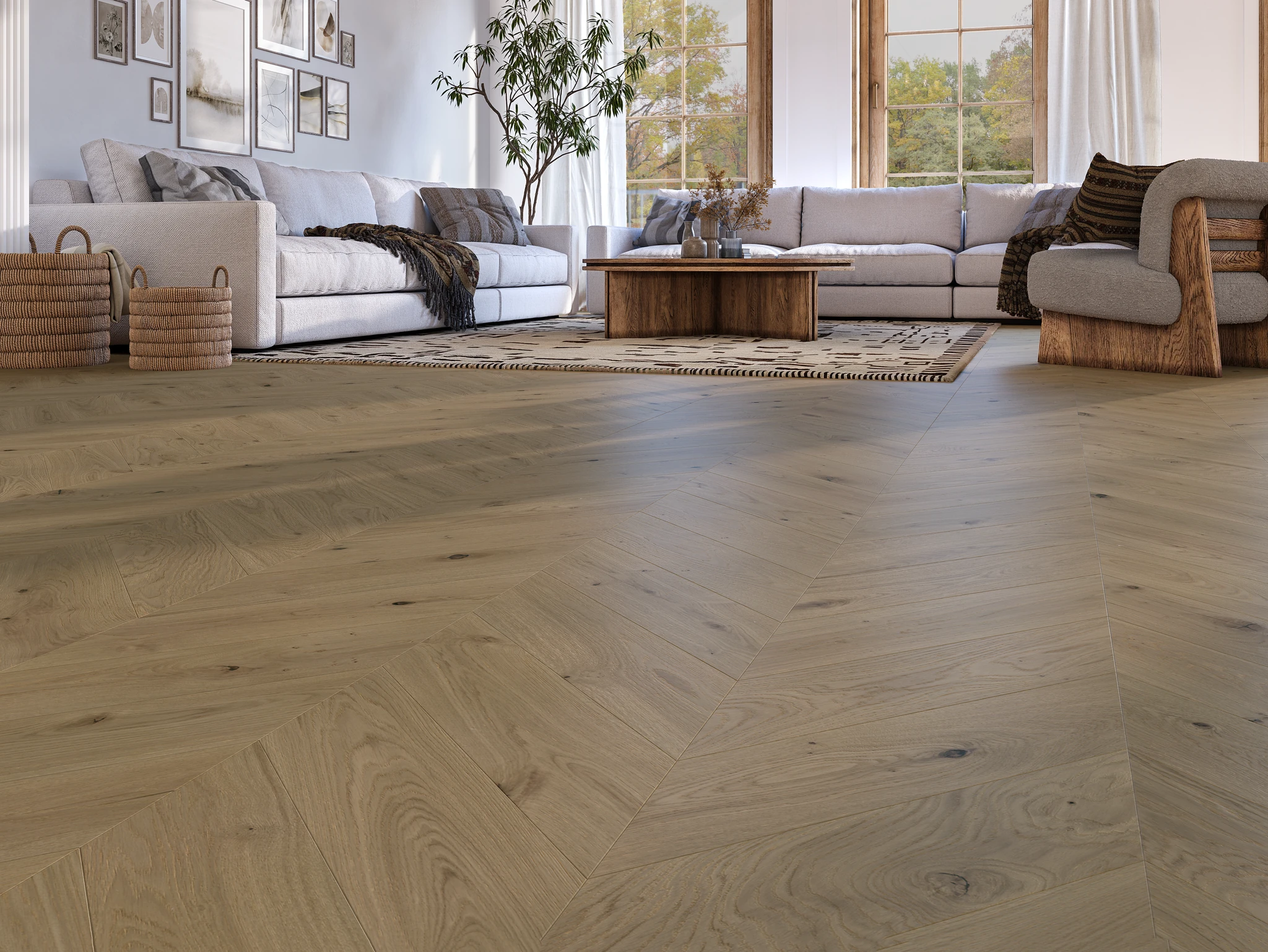 Visualisation de European Wood Collection Lumiere - Chevron pattern Revêtement de sol par European Company