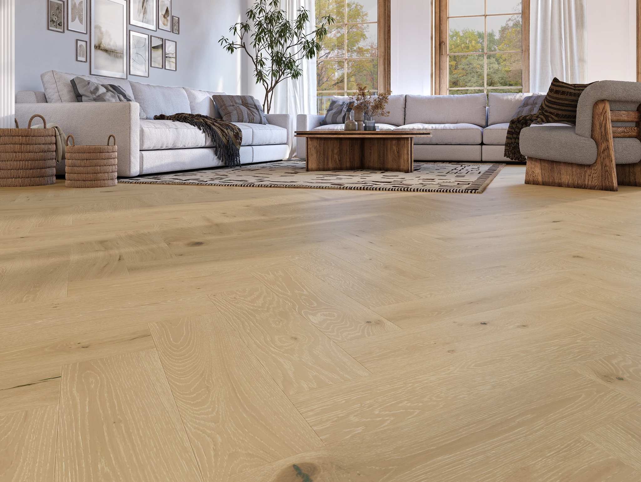 Visualisation de European Wood Collection Natural - Herringbone Pattern Revêtement de sol par European Company