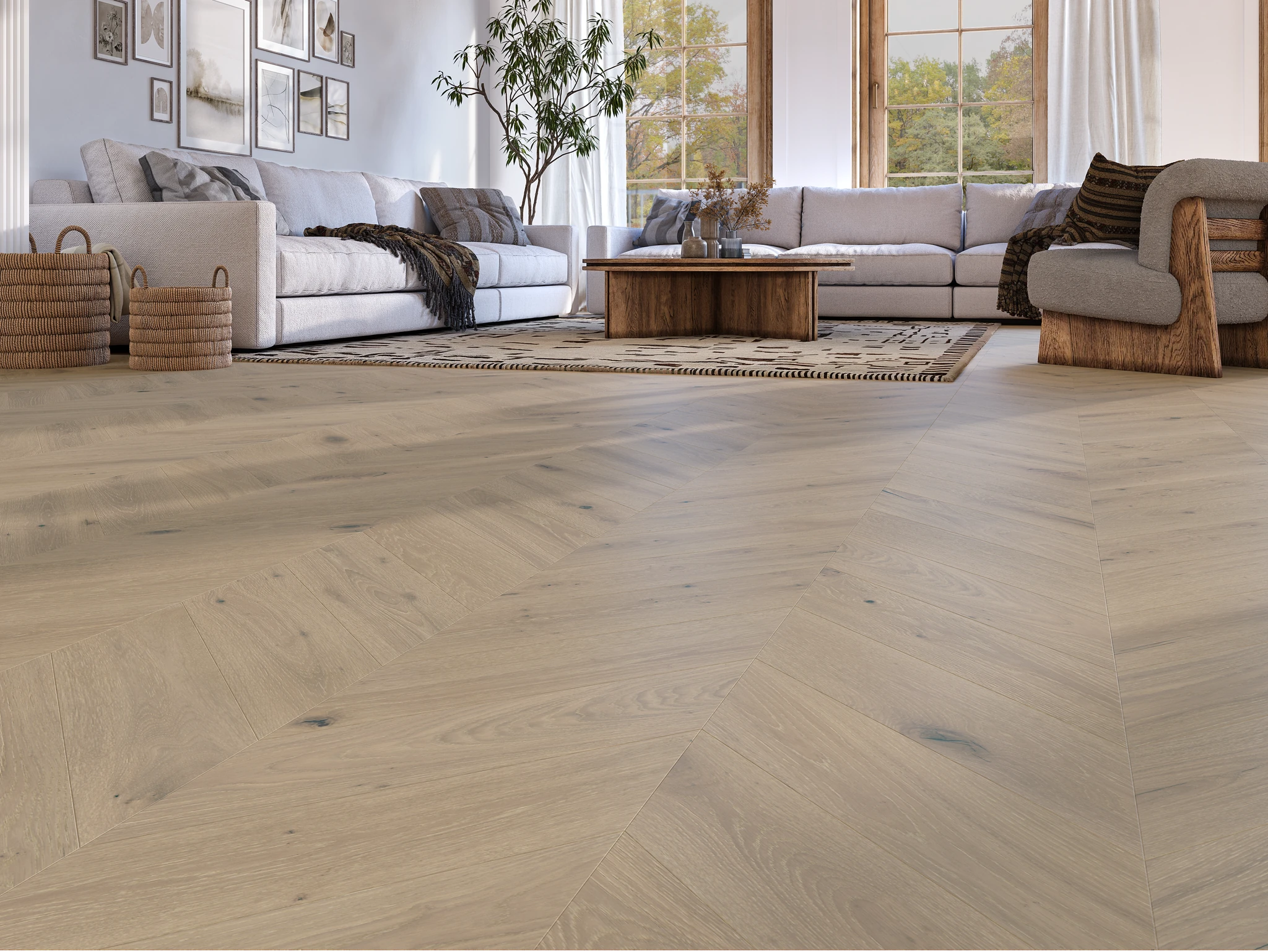 Visualisation de European Wood Collection Sable - Chevron pattern Revêtement de sol par European Company