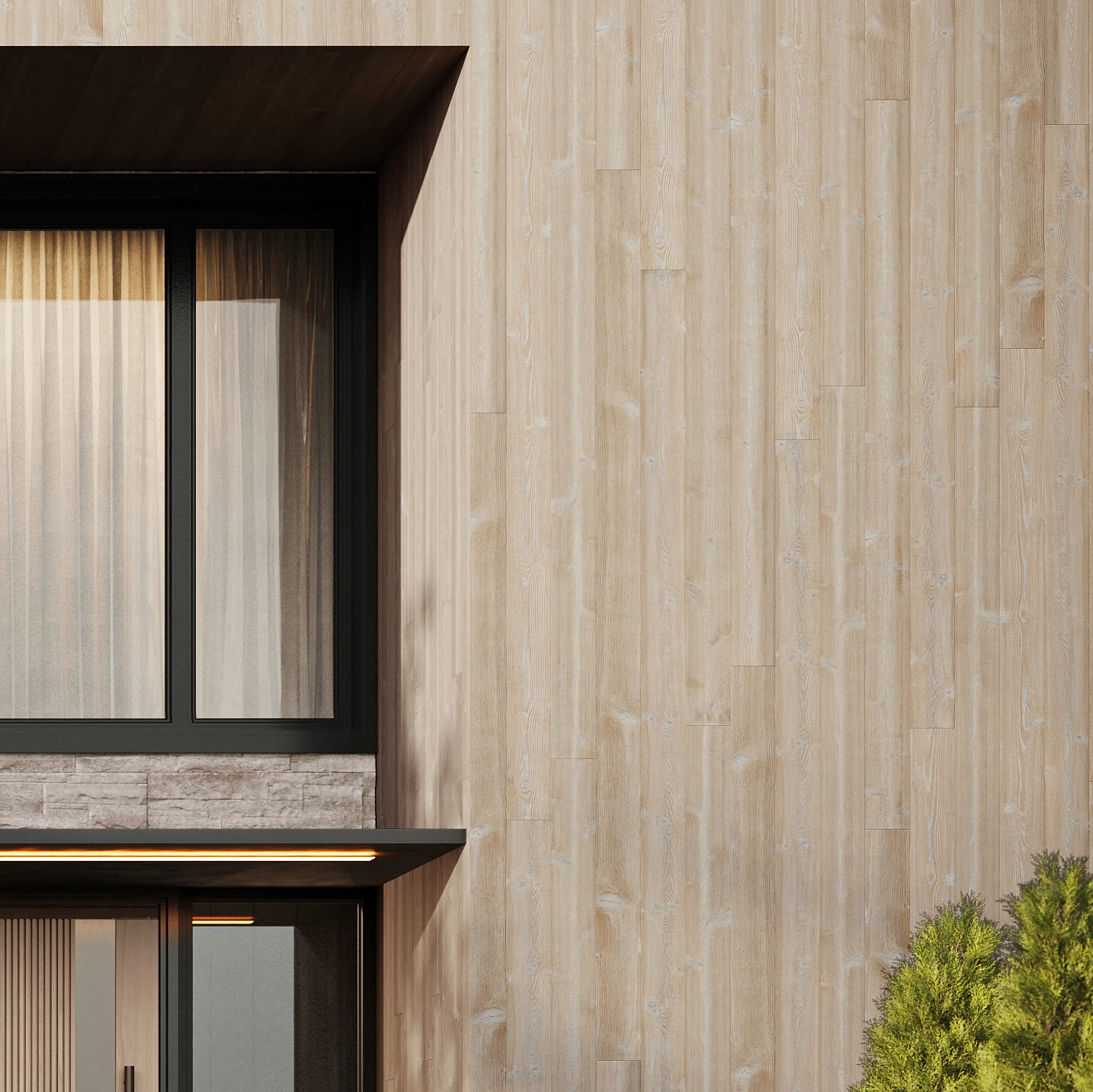 Ranchwood™ Artisan Cedar Travertine Raked Shiplap Exterior Ceiling and Soffit visualization by Montana Timber Products