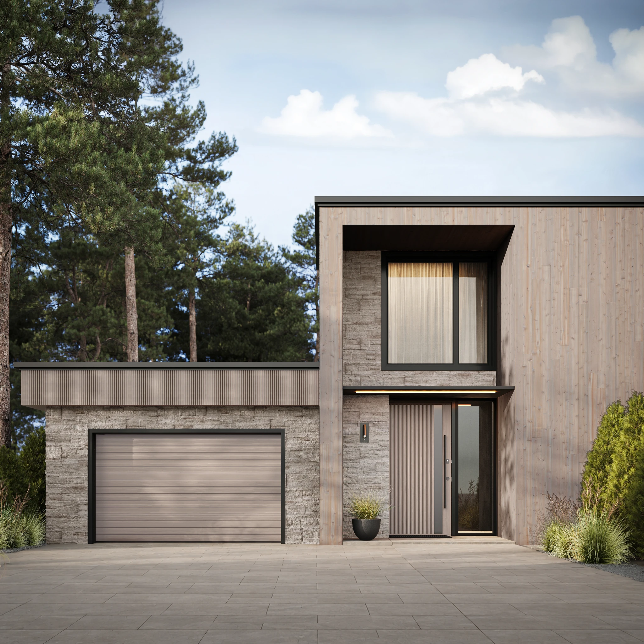 AquaFir™ Cedar Driftwood Smooth Shiplap Exterior Ceiling and Soffit visualization by Montana Timber Products