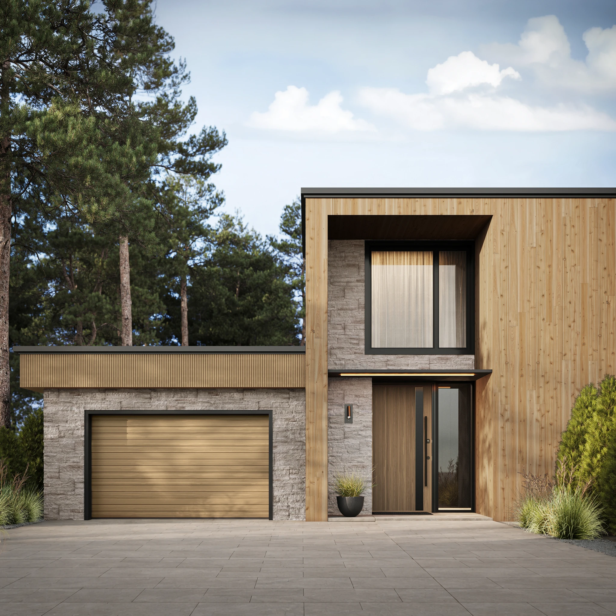 AquaFir™ Cedar Honey Blonde Smooth Shiplap Exterior Ceiling and Soffit visualization by Montana Timber Products