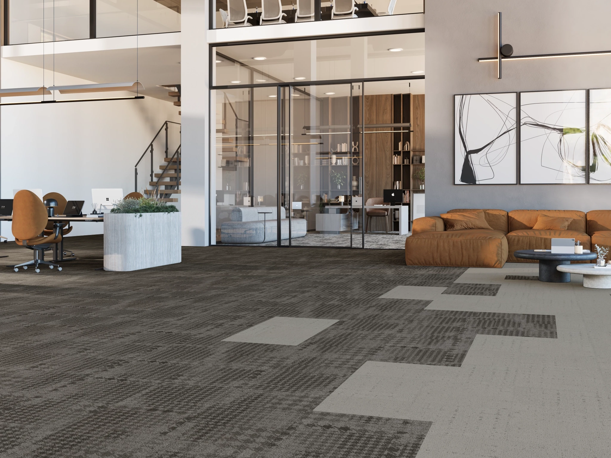 Pied de poule 40237 Alexander 30092 Modular Carpet Flooring visualization by Venture Carpets