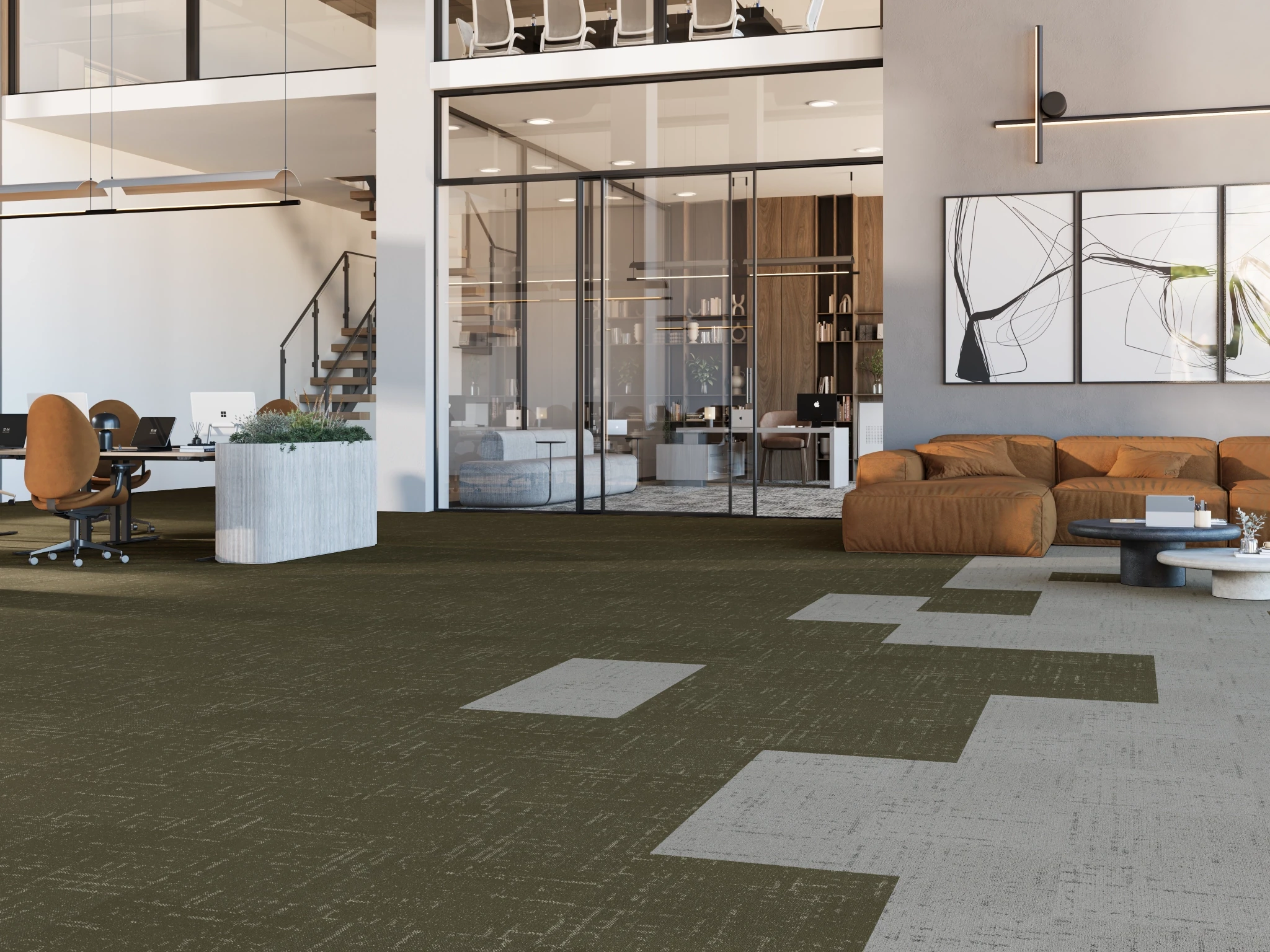 Celeste 40261 Signe 30135 Modular Carpet Flooring visualization by Venture Carpets
